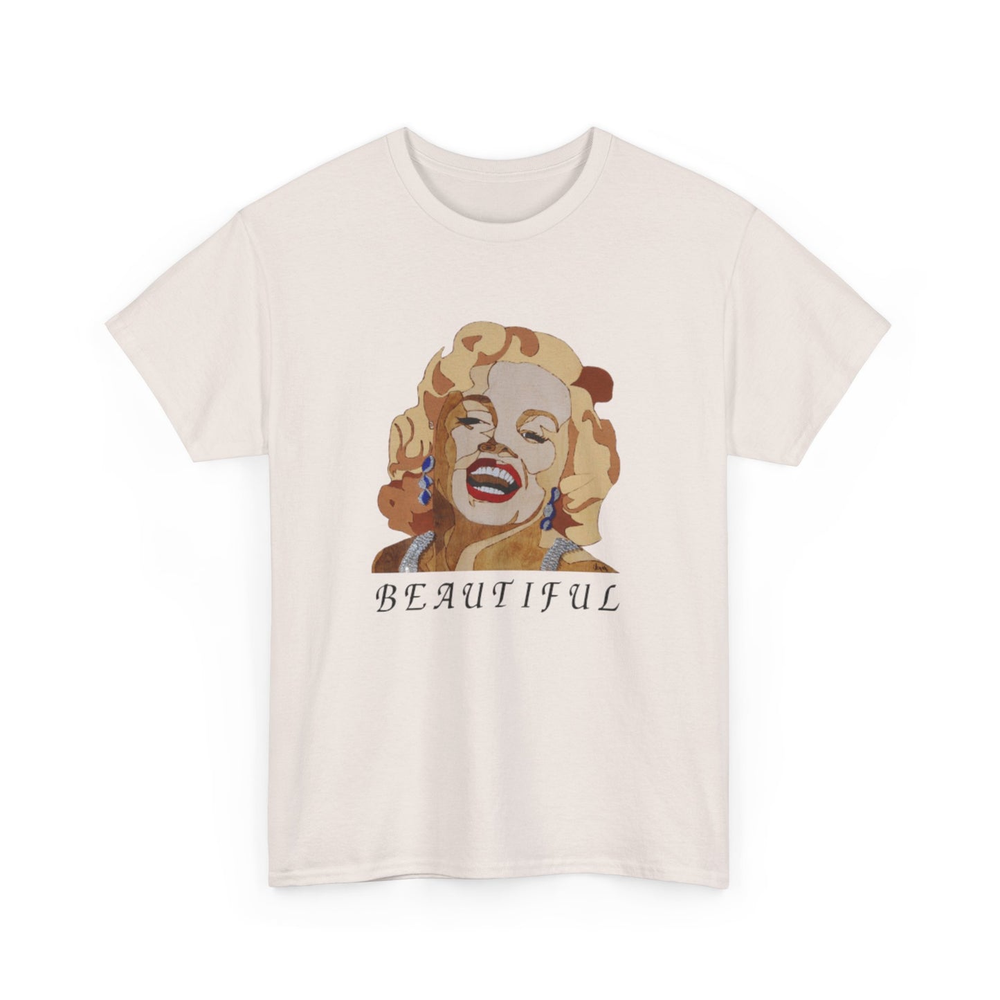 Marilyn Monroe 'Beautiful' Unisex Heavy Cotton Tee, Vintage Aesthetic Shirt, Pop Culture Apparel, Gift for Her, Trendy Graphic Tee