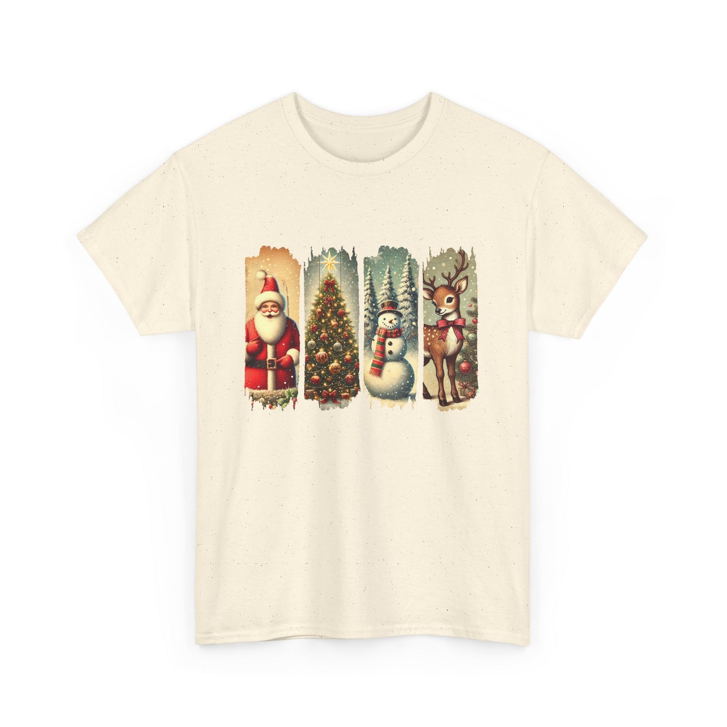 Festive Christmas Unisex Heavy Cotton Tee, Holiday Shirt, Winter Apparel, Santa Snowman Reindeer Design, Family Gathering, Gift Idea, Casual