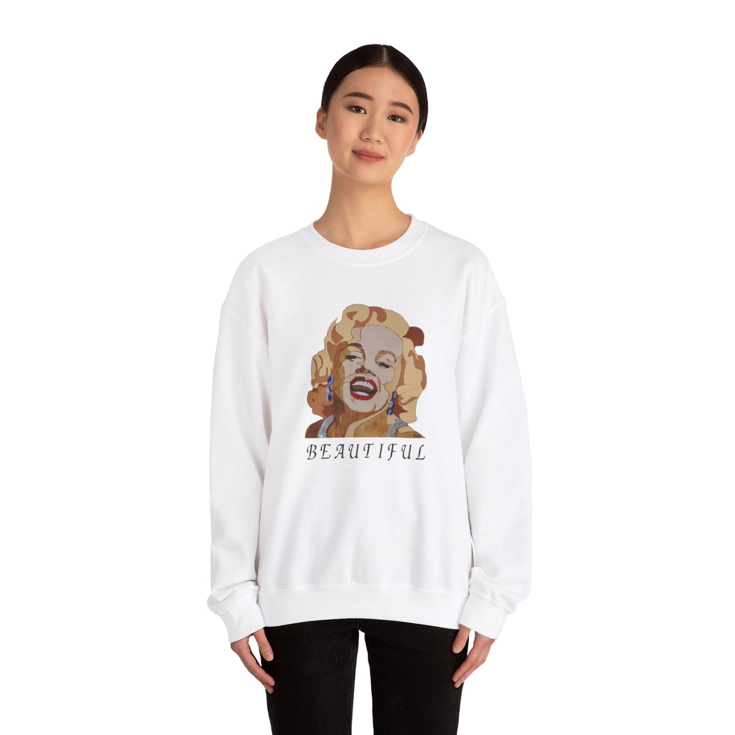 Marilyn Monroe 'BEAUTIFUL' Sweatshirt - Cozy Vintage Crewneck, Gift for Movie Lovers, Retro Style, Fall Fashion, Iconic Homewear