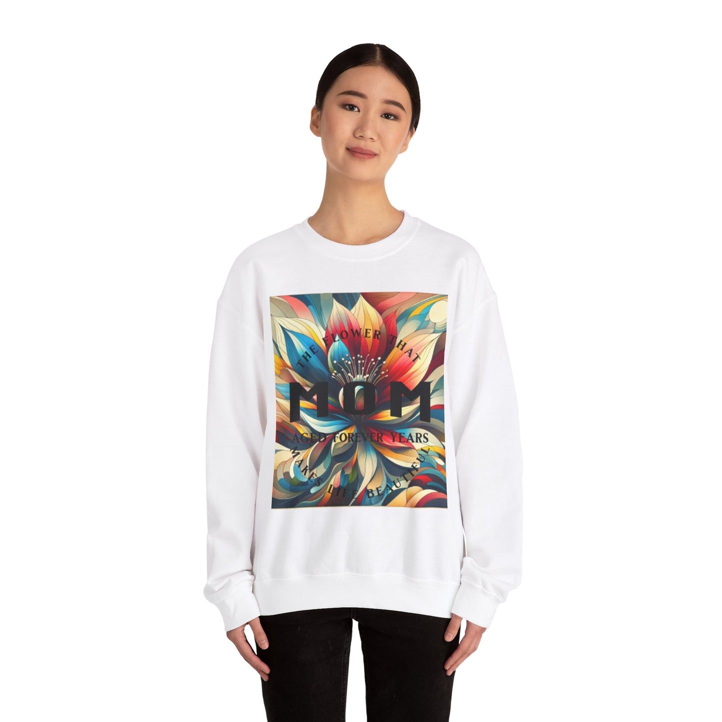 Colorful Floral Design Mom Crewneck Sweatshirt - Perfect Gift for Mother's Day