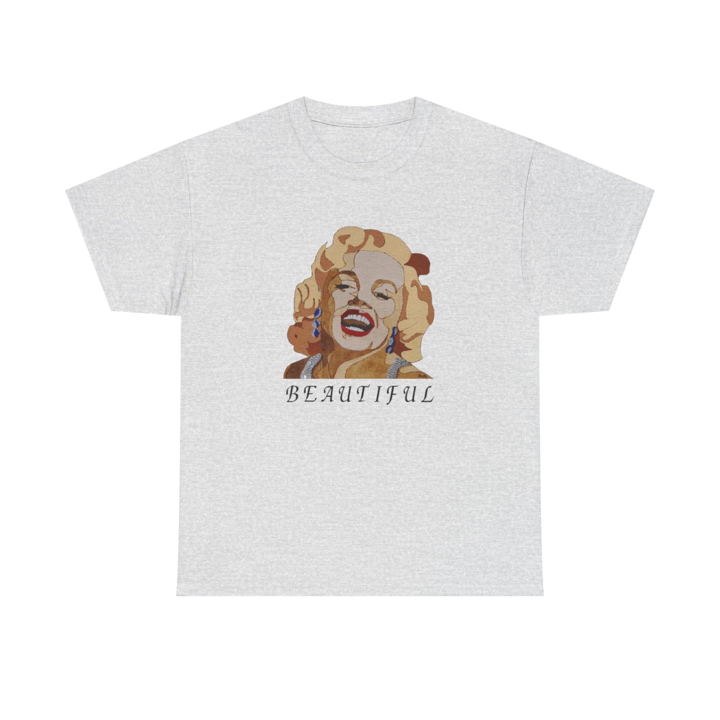 Marilyn Monroe 'Beautiful' Unisex Heavy Cotton Tee, Vintage Aesthetic Shirt, Pop Culture Apparel, Gift for Her, Trendy Graphic Tee
