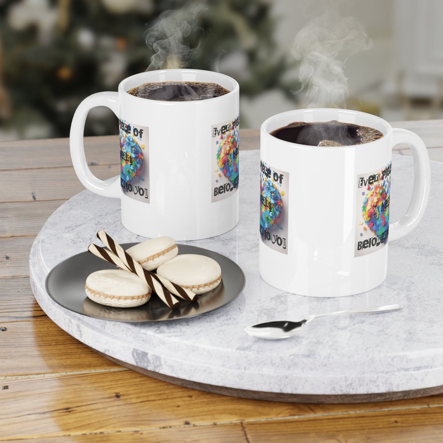 Colorful Heart Puzzle Ceramic Mug - "Every Piece of My Heart Belongs to You" - Perfect Gift for Loved Ones
