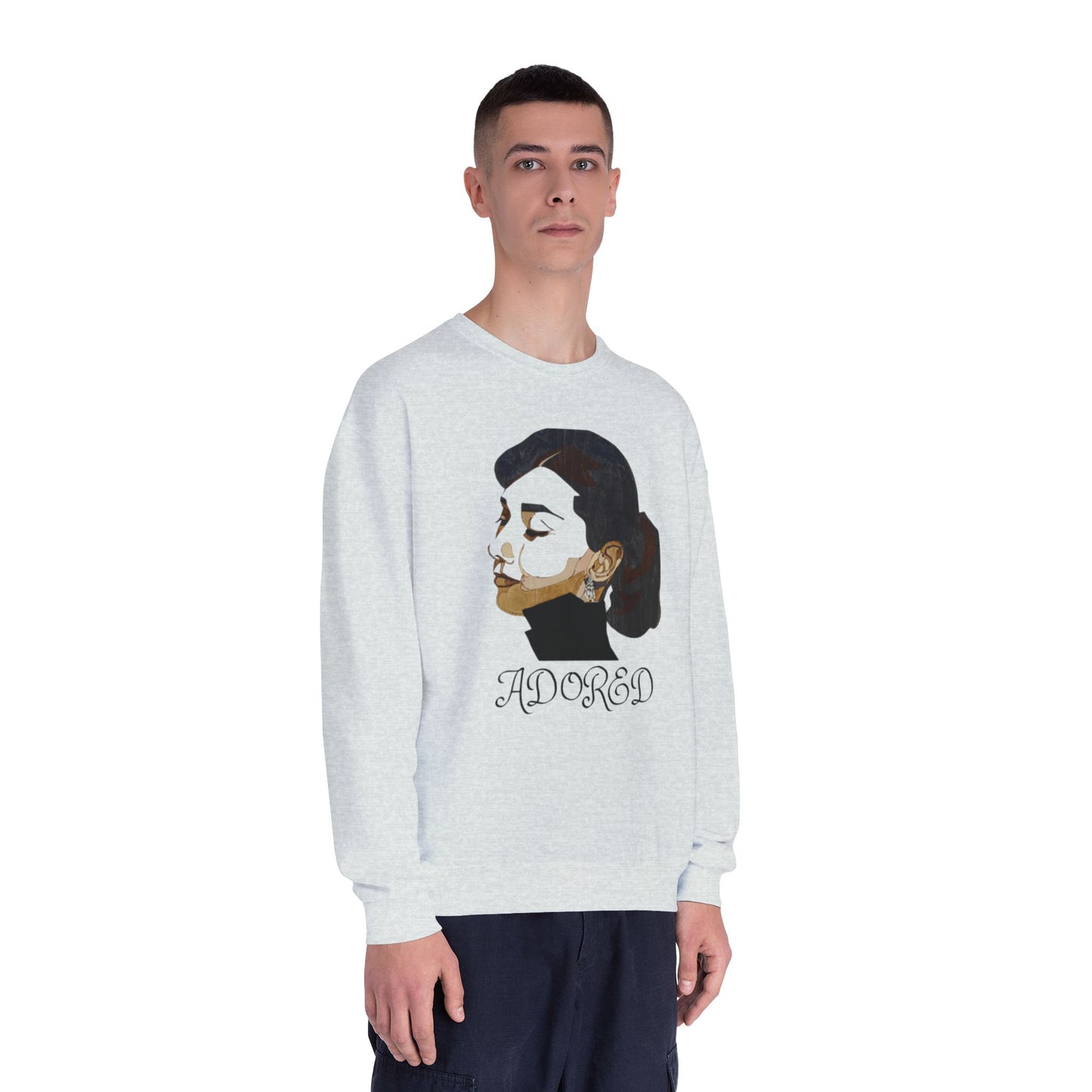 Adored Crewneck Sweatshirt, Retro Fashion Sweater, Gift for Her, Cozy Casual Wear, Vintage Style Design, Unique Graphic Sweatshirt
