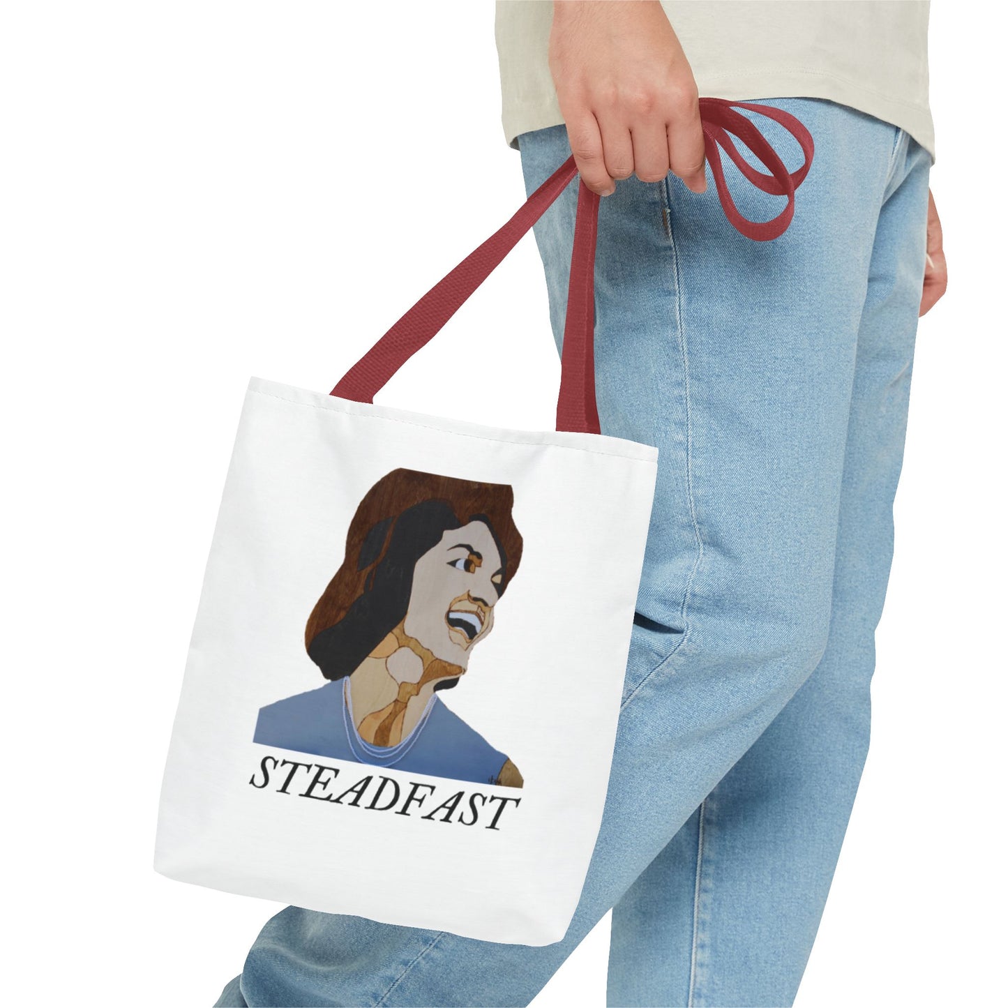 Steadfast Tote Bag, Inspirational Bag, Everyday Use, Gift for Friends, Reusable Shopping Bag, Motivational Artwork