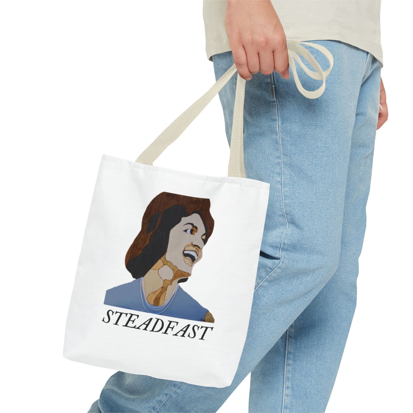 Steadfast Tote Bag, Inspirational Bag, Everyday Use, Gift for Friends, Reusable Shopping Bag, Motivational Artwork