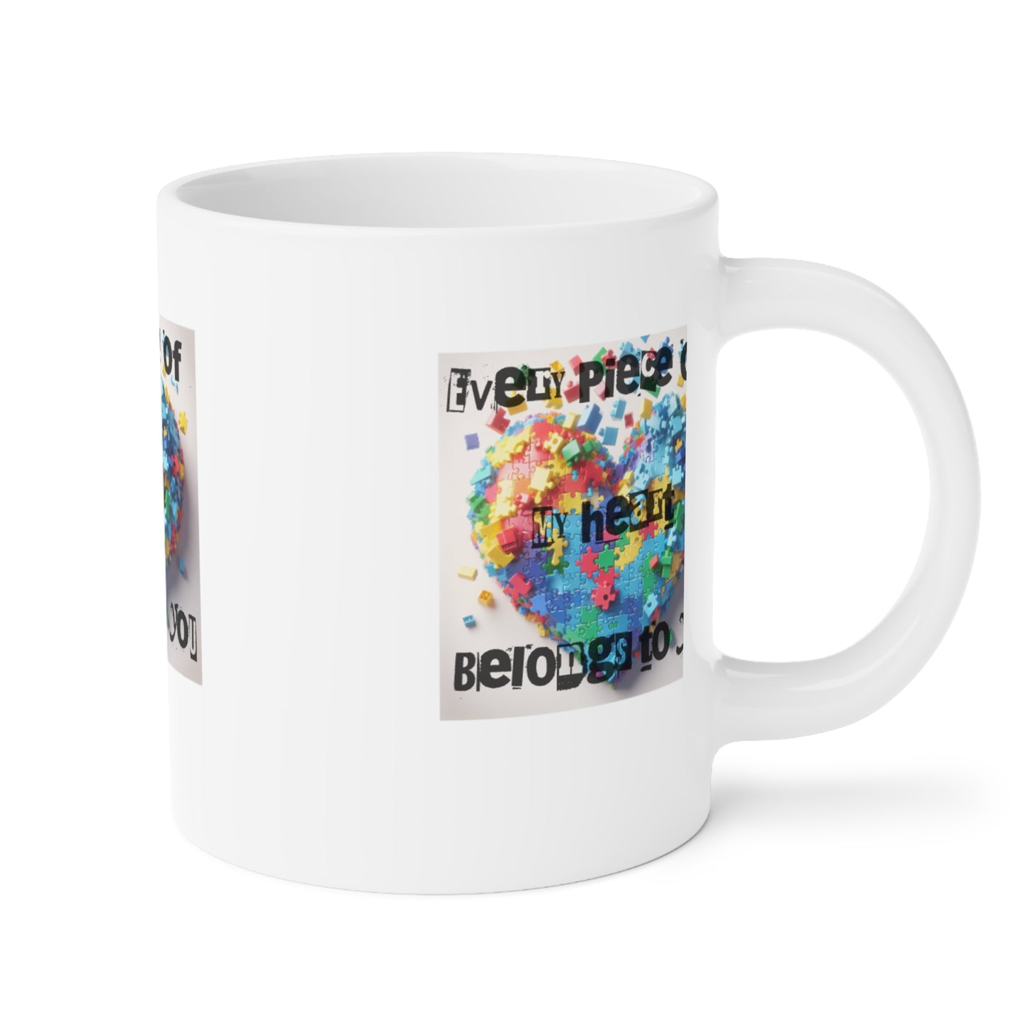 Colorful Heart Puzzle Ceramic Mug - "Every Piece of My Heart Belongs to You" - Perfect Gift for Loved Ones