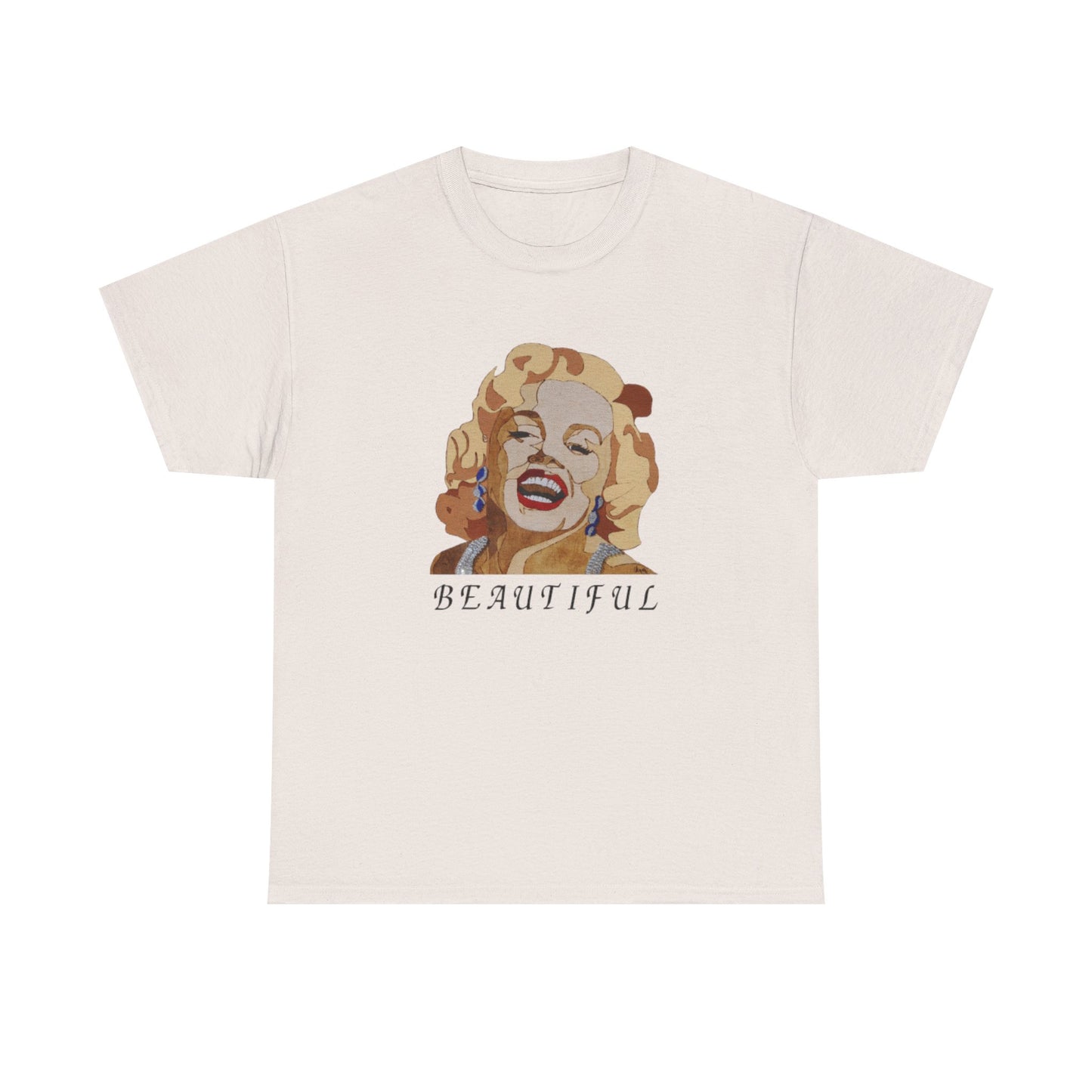 Marilyn Monroe 'Beautiful' Unisex Heavy Cotton Tee, Vintage Aesthetic Shirt, Pop Culture Apparel, Gift for Her, Trendy Graphic Tee