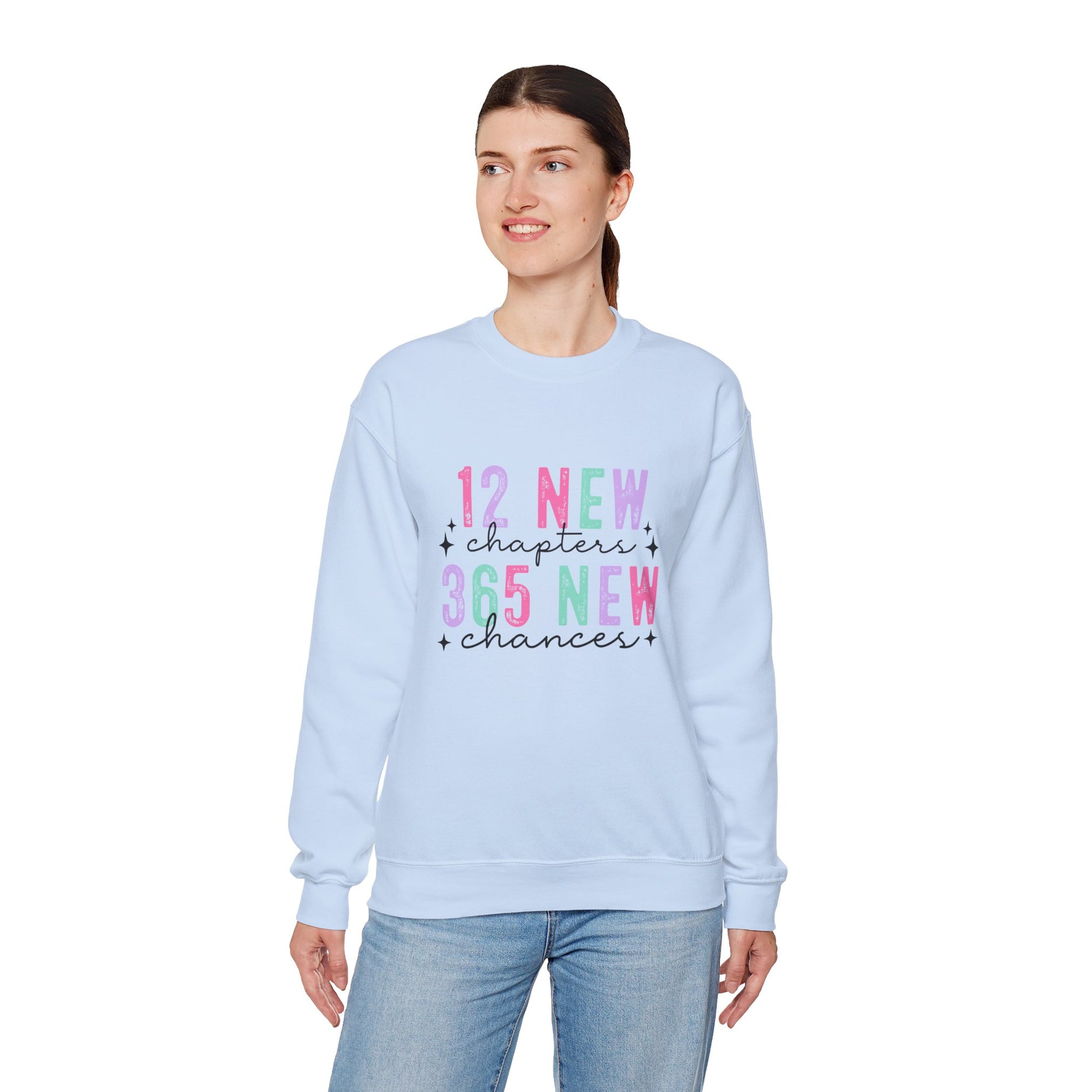 12 New Chapters 365 New Chances Unisex Crewneck Sweatshirt - Inspirational Sweatshirt for New Beginnings - Ileana Marie Designs