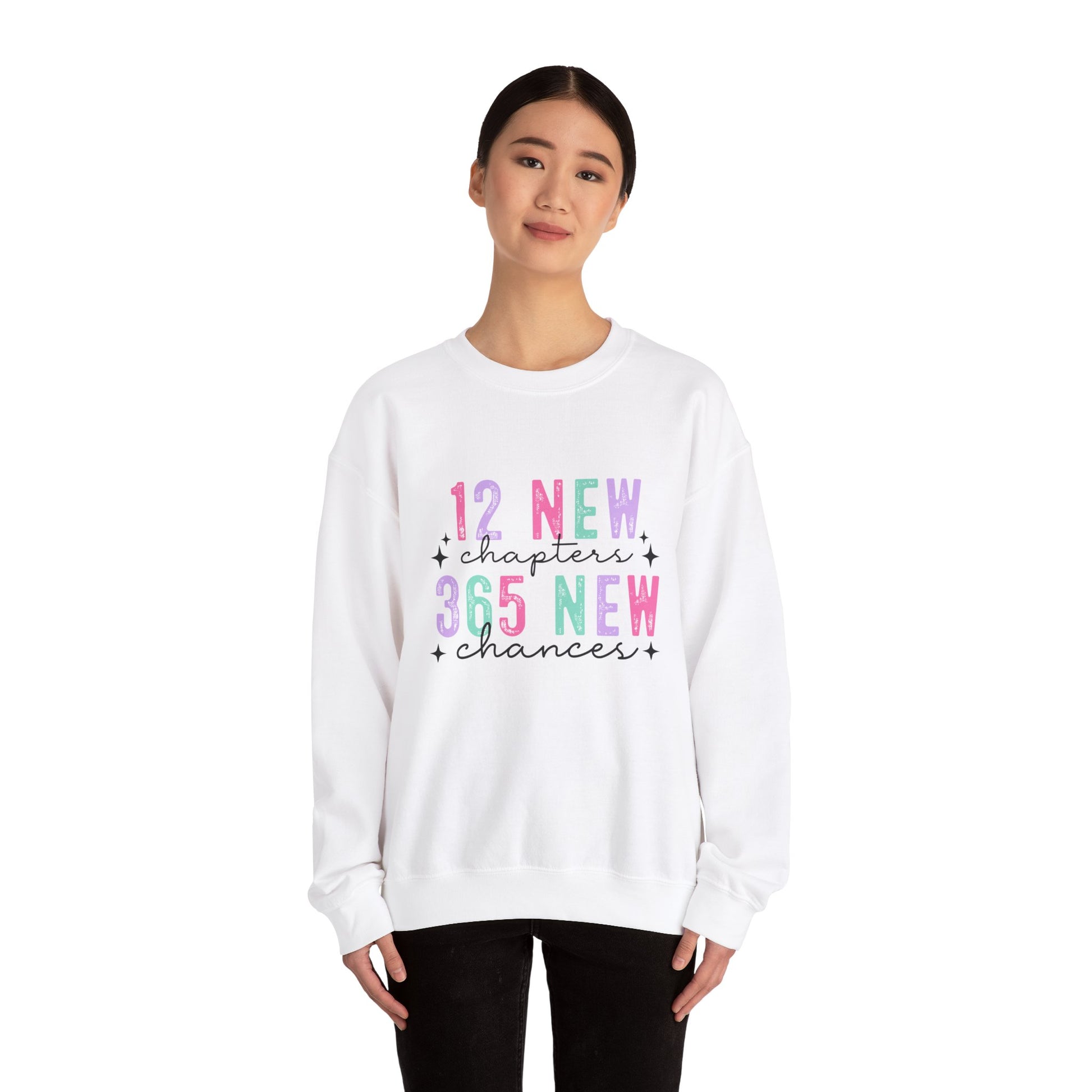 12 New Chapters 365 New Chances Unisex Crewneck Sweatshirt - Inspirational Sweatshirt for New Beginnings - Ileana Marie Designs