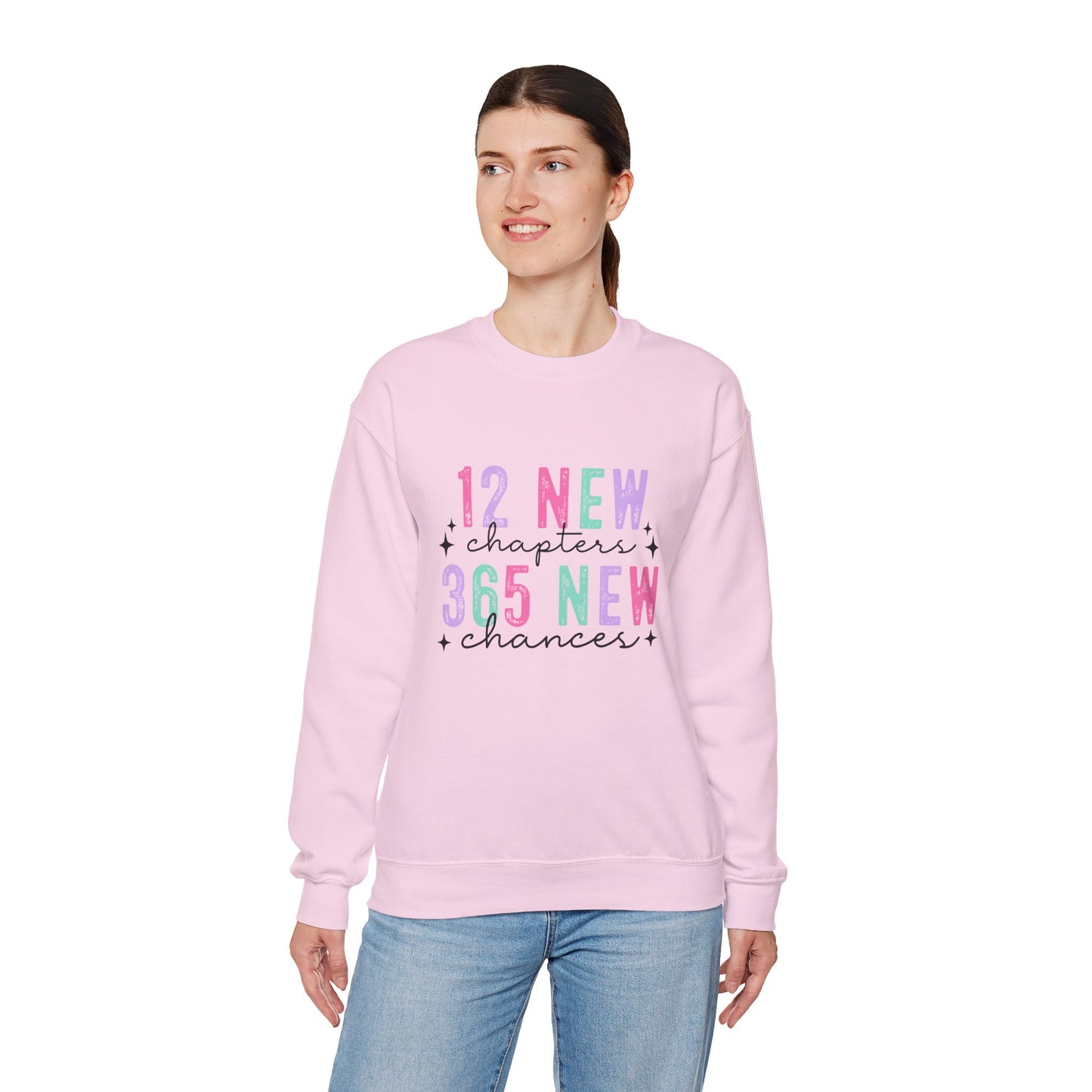 12 New Chapters 365 New Chances Unisex Crewneck Sweatshirt - Inspirational Sweatshirt for New Beginnings - Ileana Marie Designs