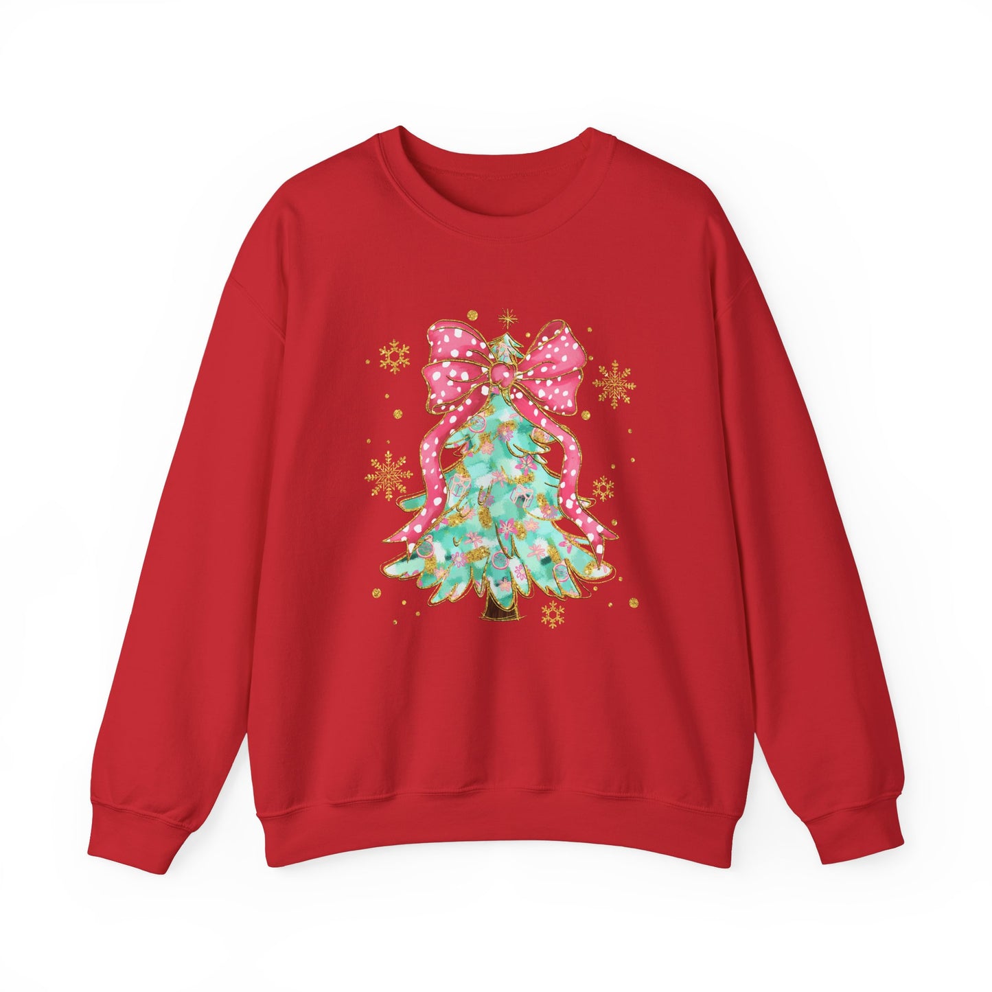 Christmas Tree Crewneck Sweatshirt with Bow | Unisex Holiday Sweatshirt - Ileana Marie Designs