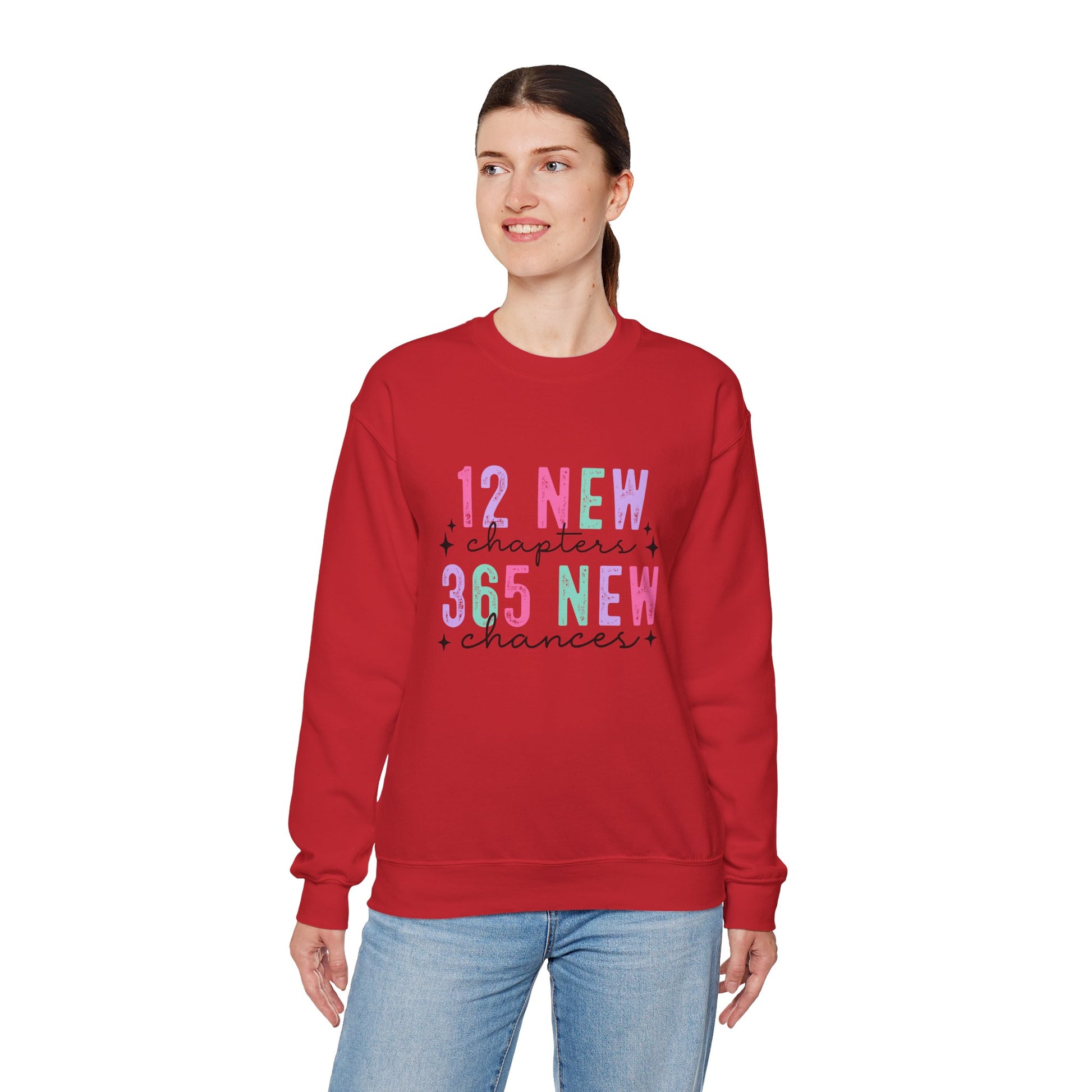 12 New Chapters 365 New Chances Unisex Crewneck Sweatshirt - Inspirational Sweatshirt for New Beginnings - Ileana Marie Designs