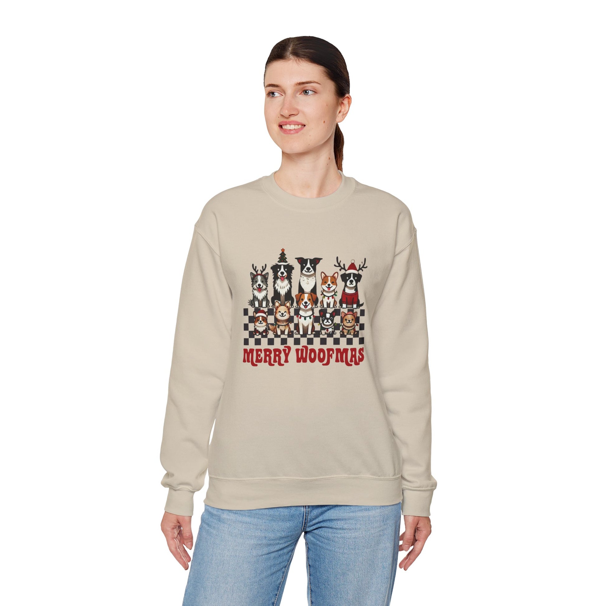 Merry Woofmas Crewneck Sweatshirt - Unisex Holiday Dog Design - Ileana Marie Designs