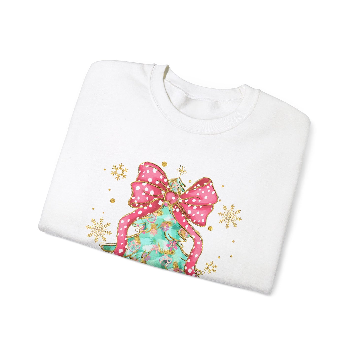 Christmas Tree Crewneck Sweatshirt with Bow | Unisex Holiday Sweatshirt - Ileana Marie Designs