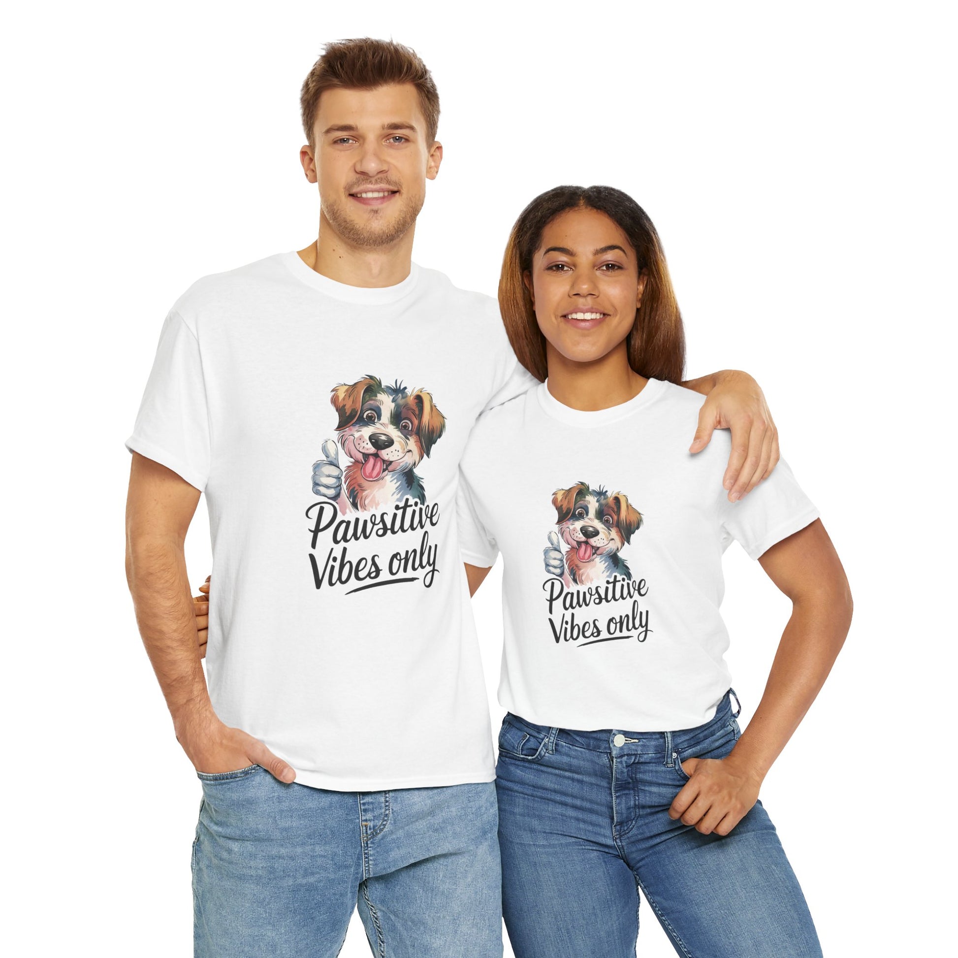 Pawsitive Vibes Only Unisex Heavy Cotton Tee - Ileana Marie Designs