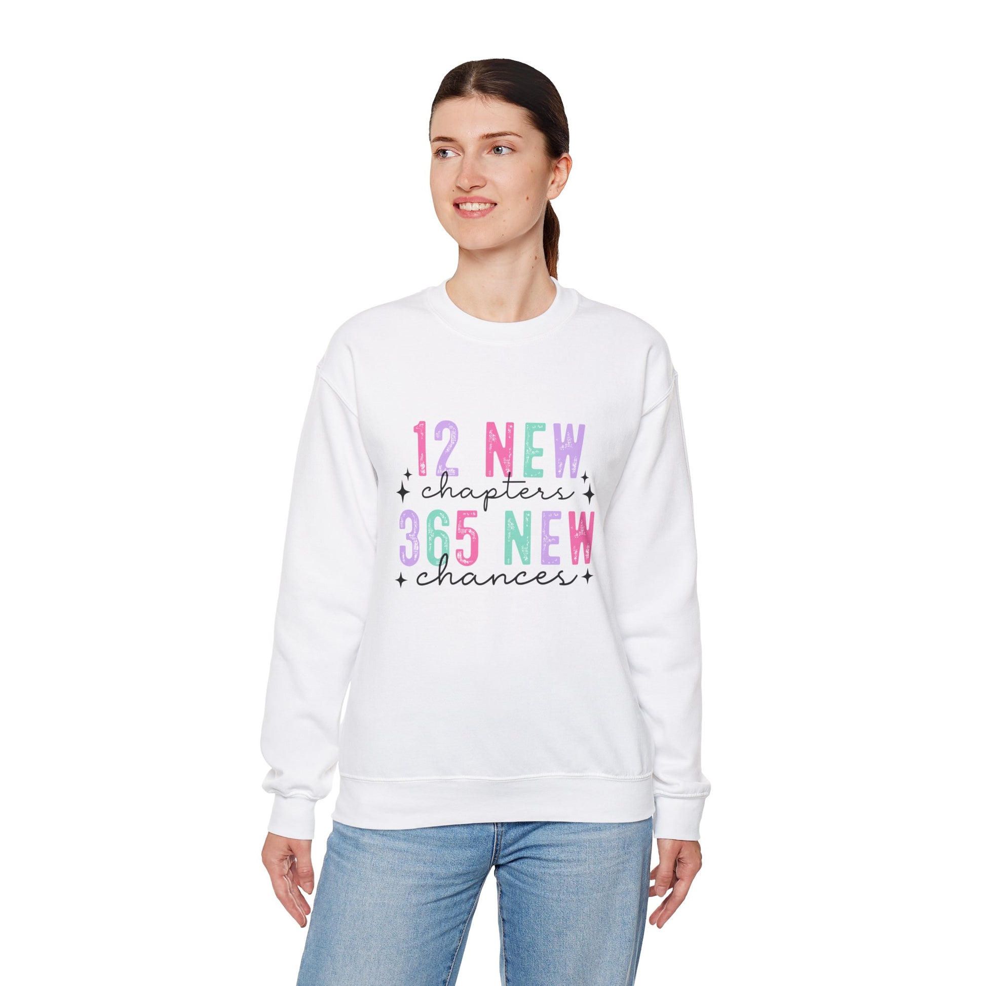 12 New Chapters 365 New Chances Unisex Crewneck Sweatshirt - Inspirational Sweatshirt for New Beginnings - Ileana Marie Designs