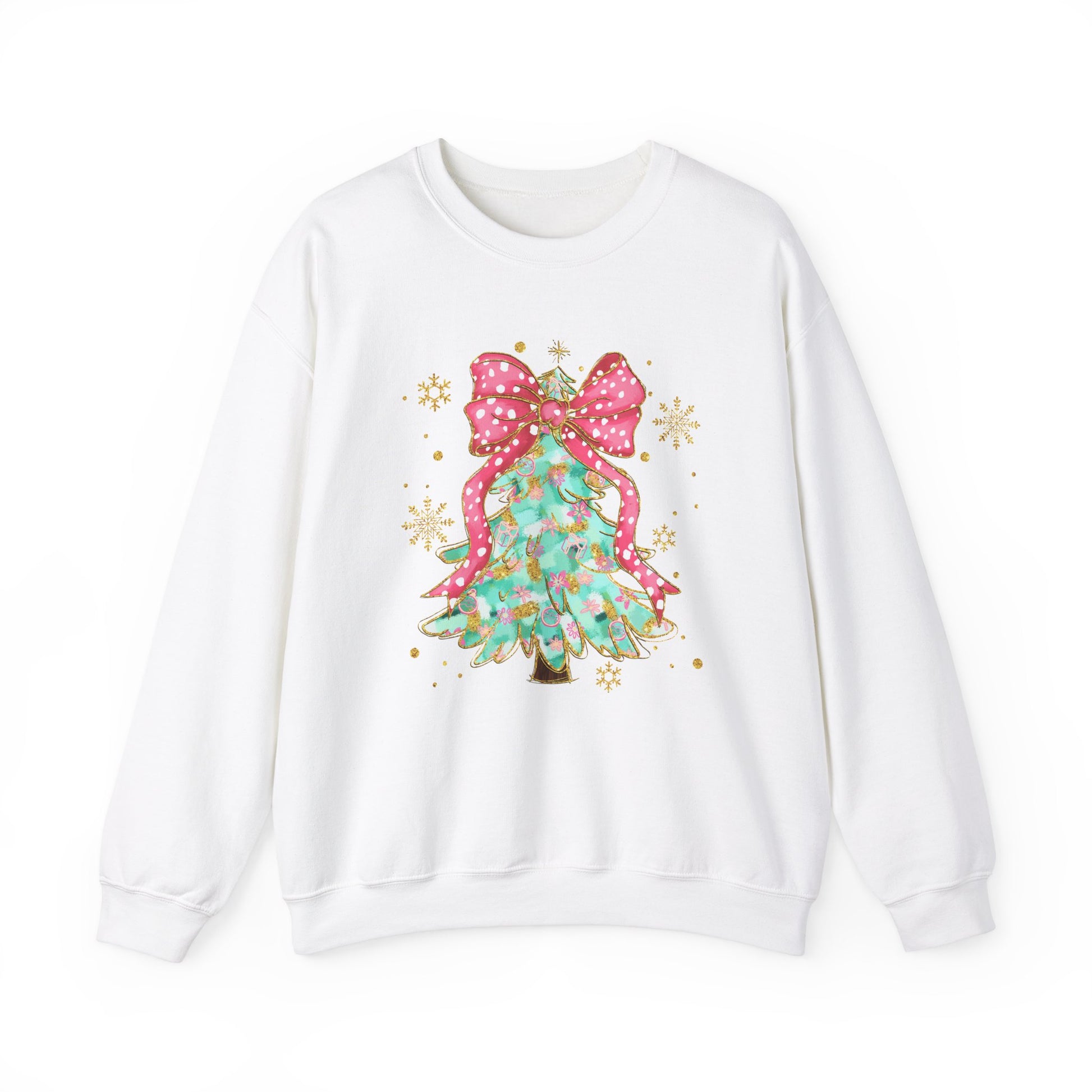 Christmas Tree Crewneck Sweatshirt with Bow | Unisex Holiday Sweatshirt - Ileana Marie Designs