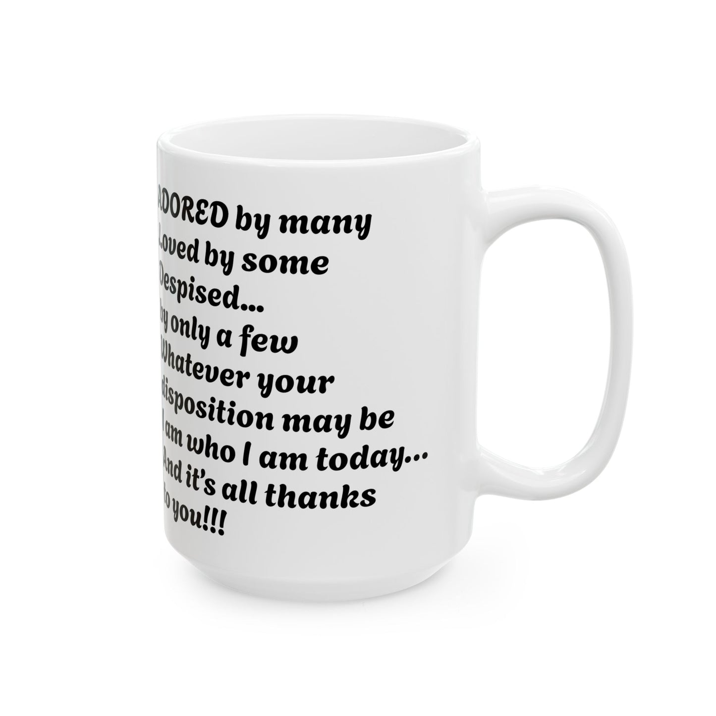 "Adored", Audrey Hepburn Loved & Self-Discovery Quote, Inspirational Ceramic Mug