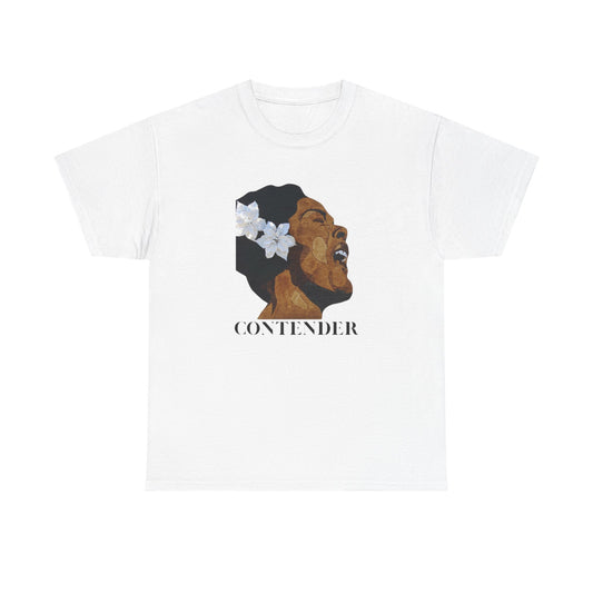 Empowering Contender Tee | Unisex Heavy Cotton T-Shirt for Music Lovers, Motivational Gift, Casual Wear, Art Tee, Inspirational Shirt