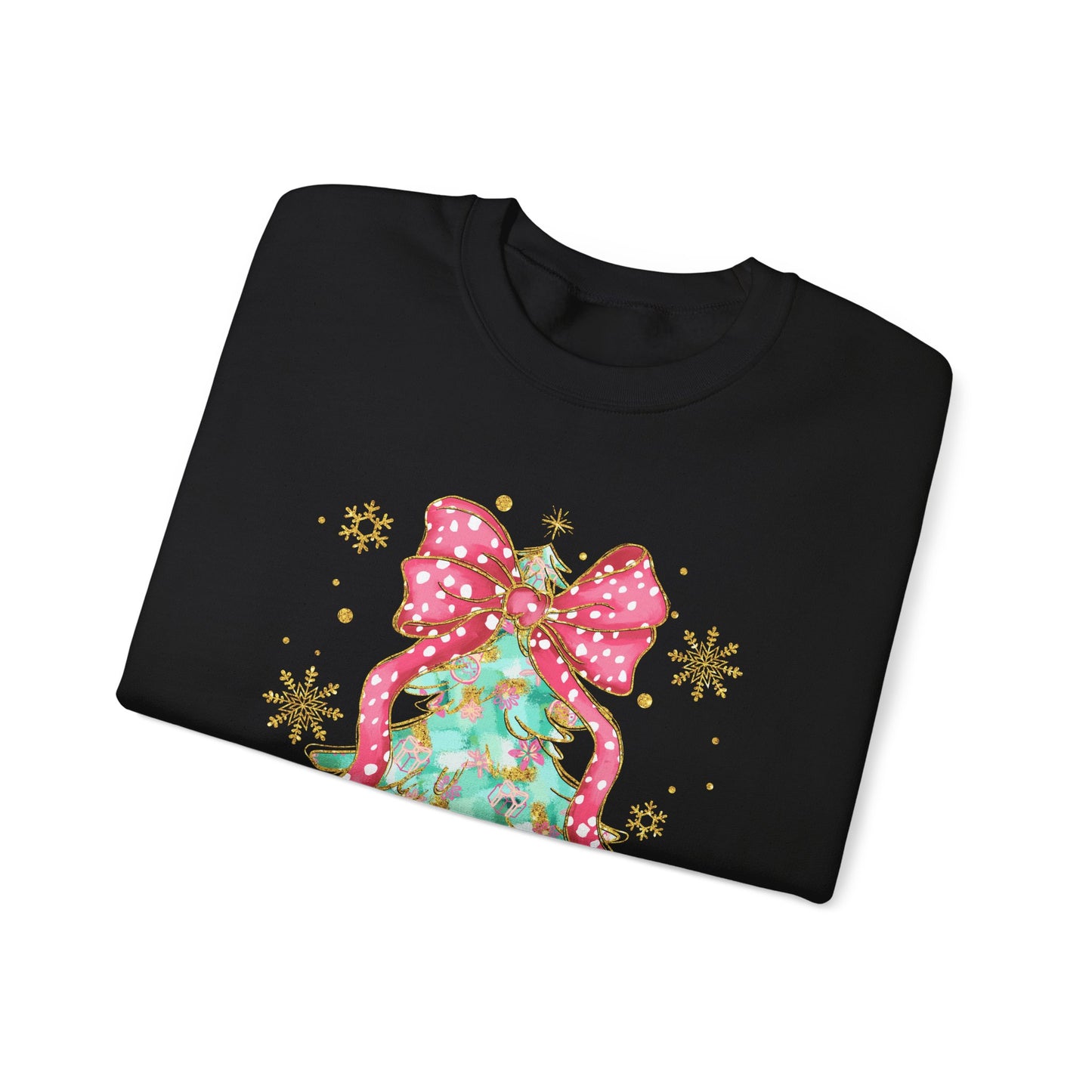 Christmas Tree Crewneck Sweatshirt with Bow | Unisex Holiday Sweatshirt - Ileana Marie Designs