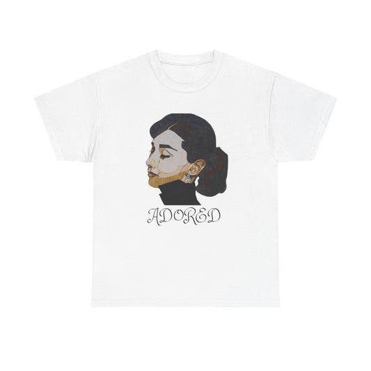 Adored Unisex Heavy Cotton Tee, Artistic Graphic T-Shirt, Perfect Gift for Her, Casual Wear, Everyday Comfort, Fashion Statement