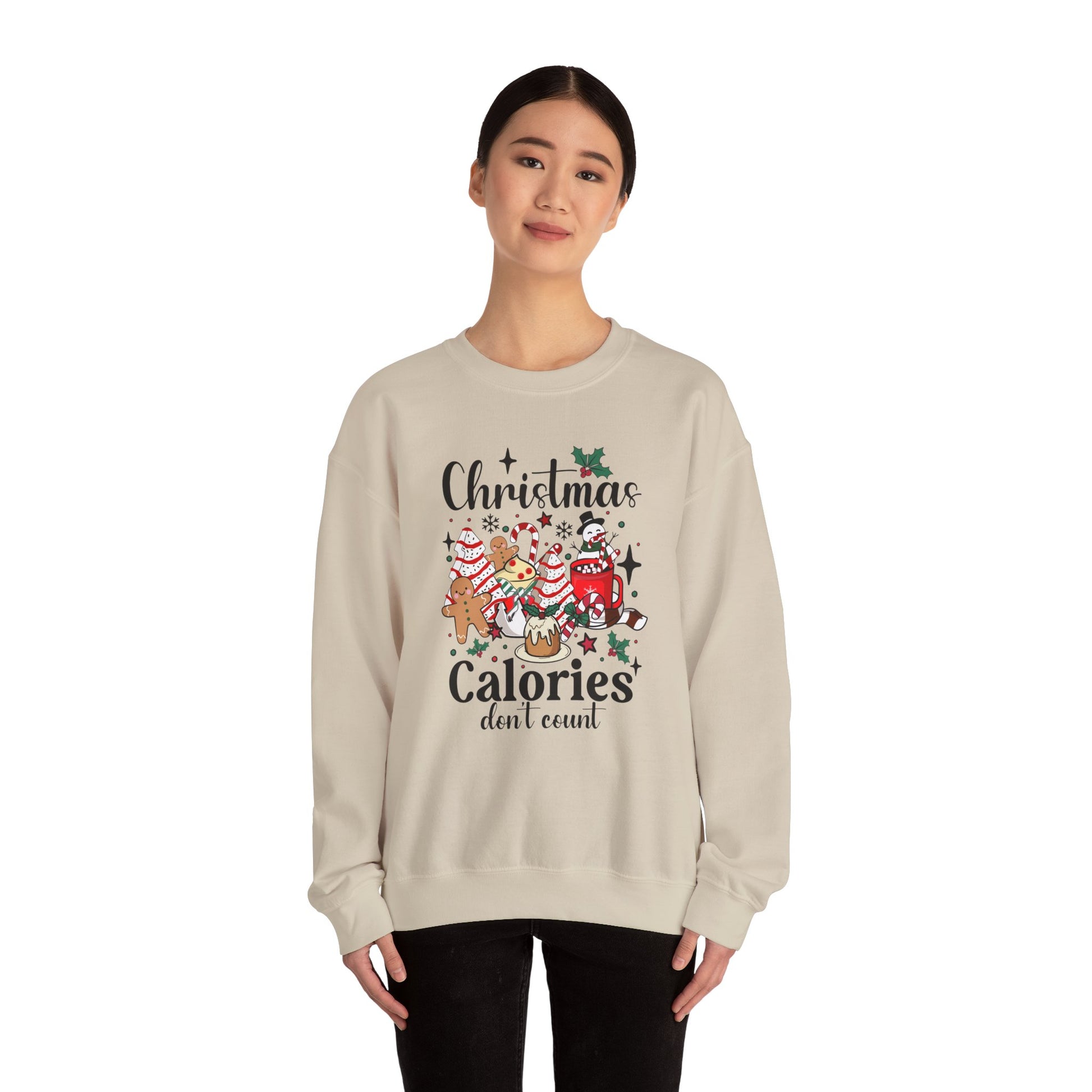 Christmas Calories Don't Count Crewneck Sweatshirt | Unisex Holiday Sweatshirt - Ileana Marie Designs