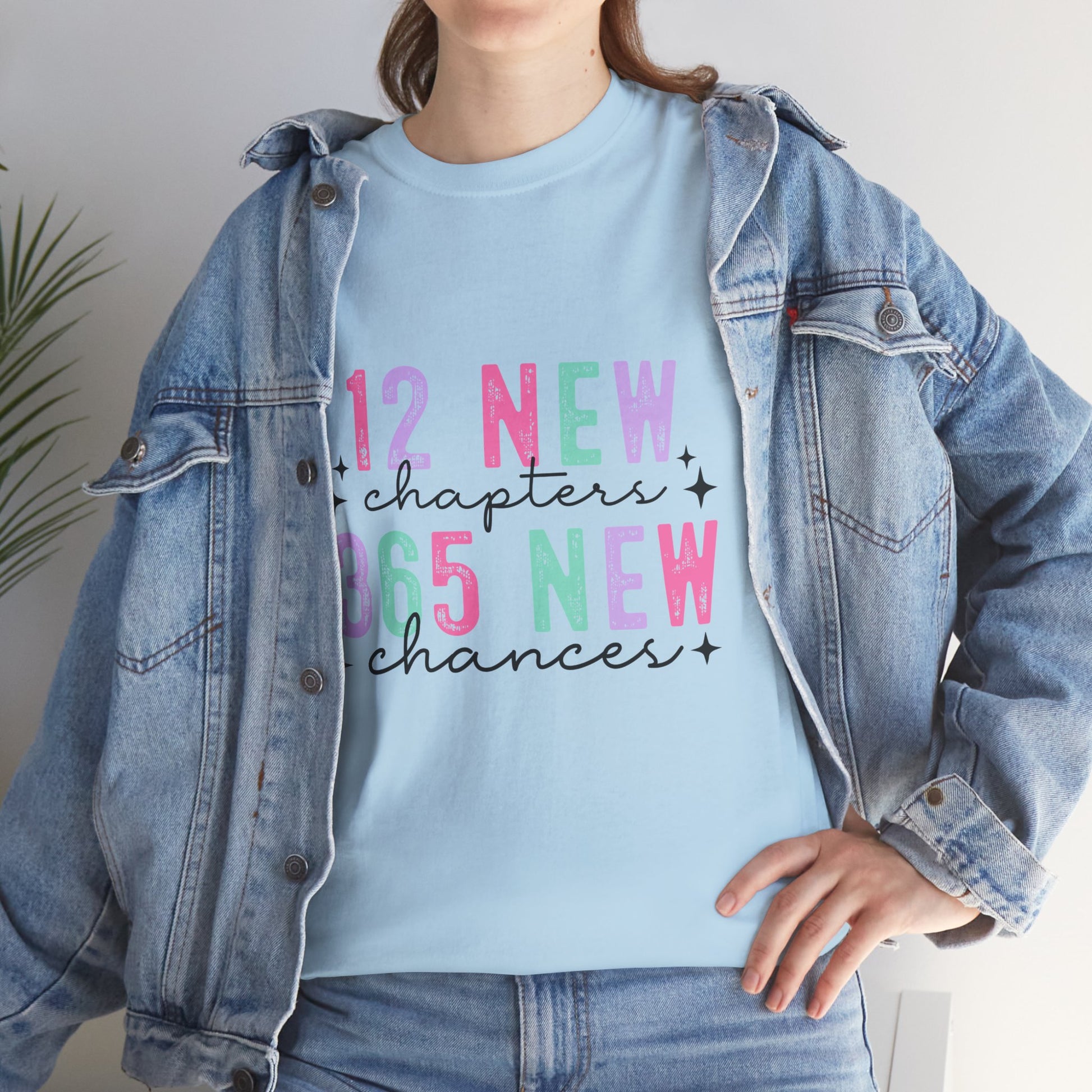 12 New Chapters Unisex Heavy Cotton Tee - 365 New Chances Inspirational Shirt - Ileana Marie Designs