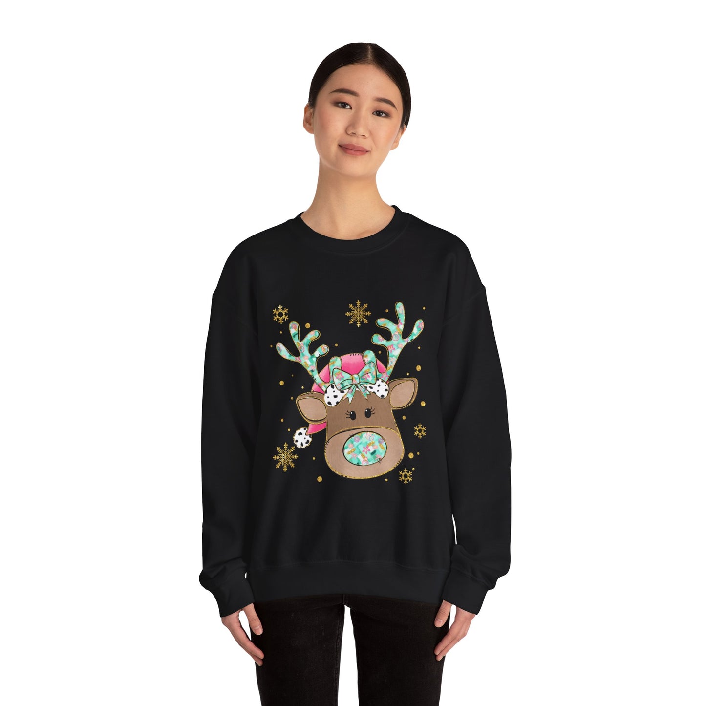 Cute Reindeer Holiday Sweatshirt for Women and Men - Ileana Marie Designs