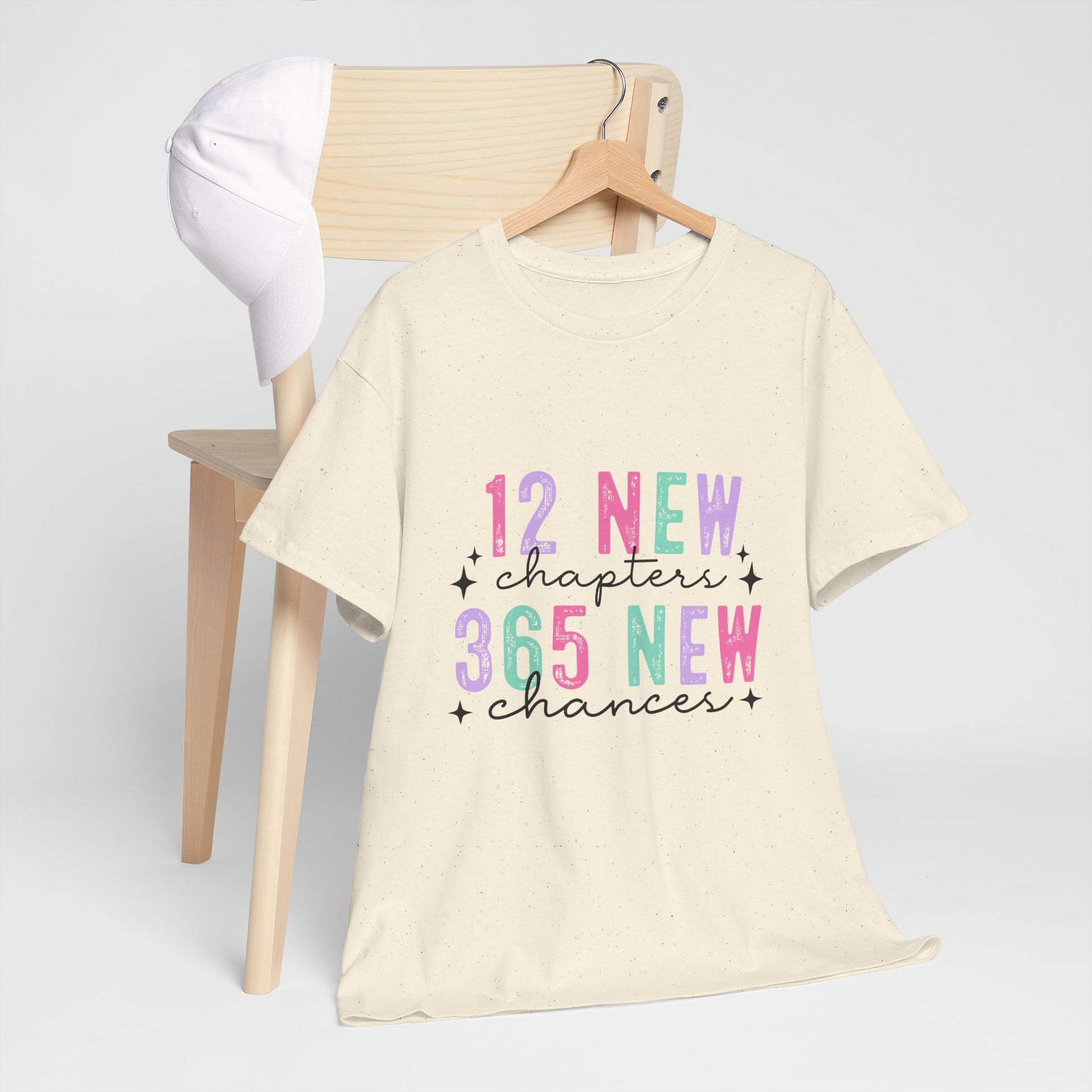 12 New Chapters Unisex Heavy Cotton Tee - 365 New Chances Inspirational Shirt - Ileana Marie Designs