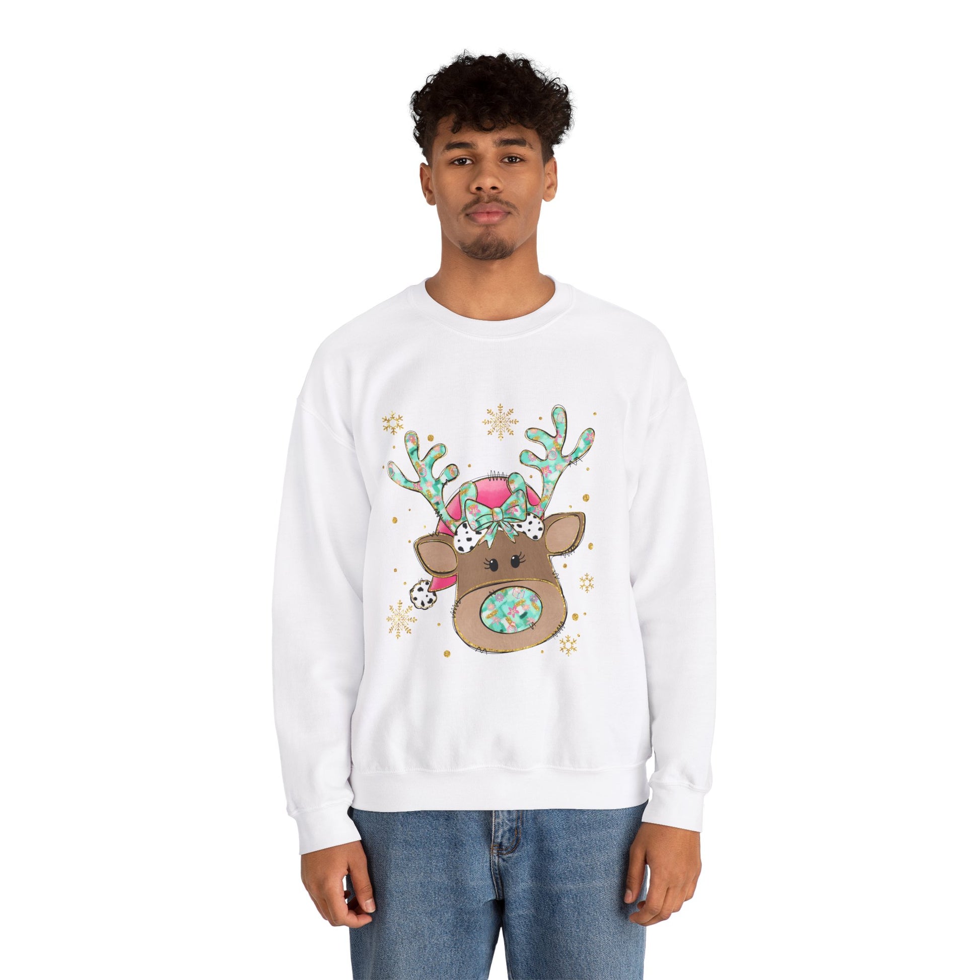 Cute Reindeer Holiday Sweatshirt for Women and Men - Ileana Marie Designs