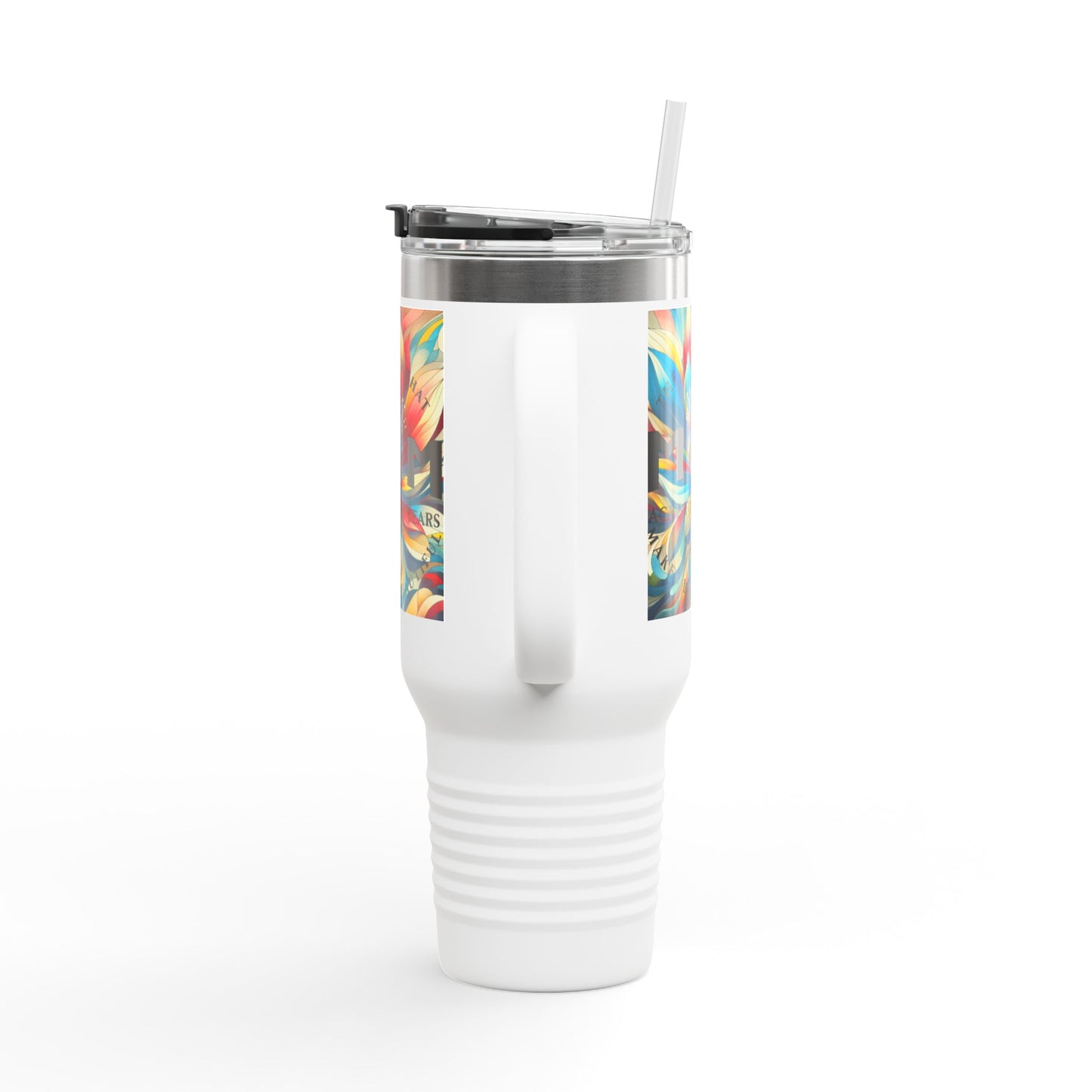 Colorful Insulated Travel Mug - 40oz with Floral Design - Perfect for Travel & Everyday Use