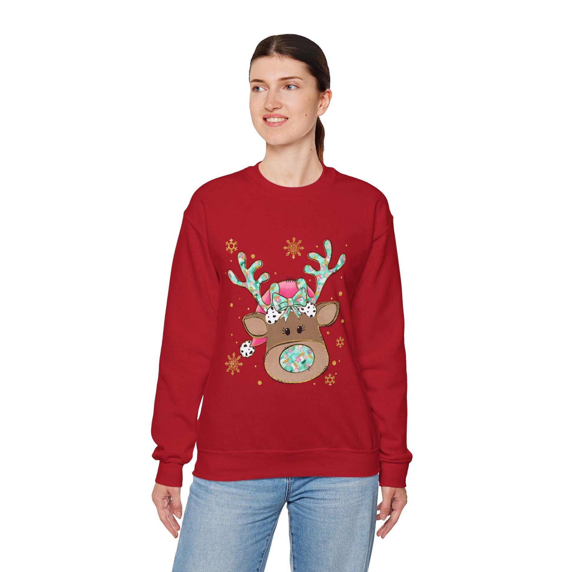 Cute Reindeer Holiday Sweatshirt for Women and Men - Ileana Marie Designs