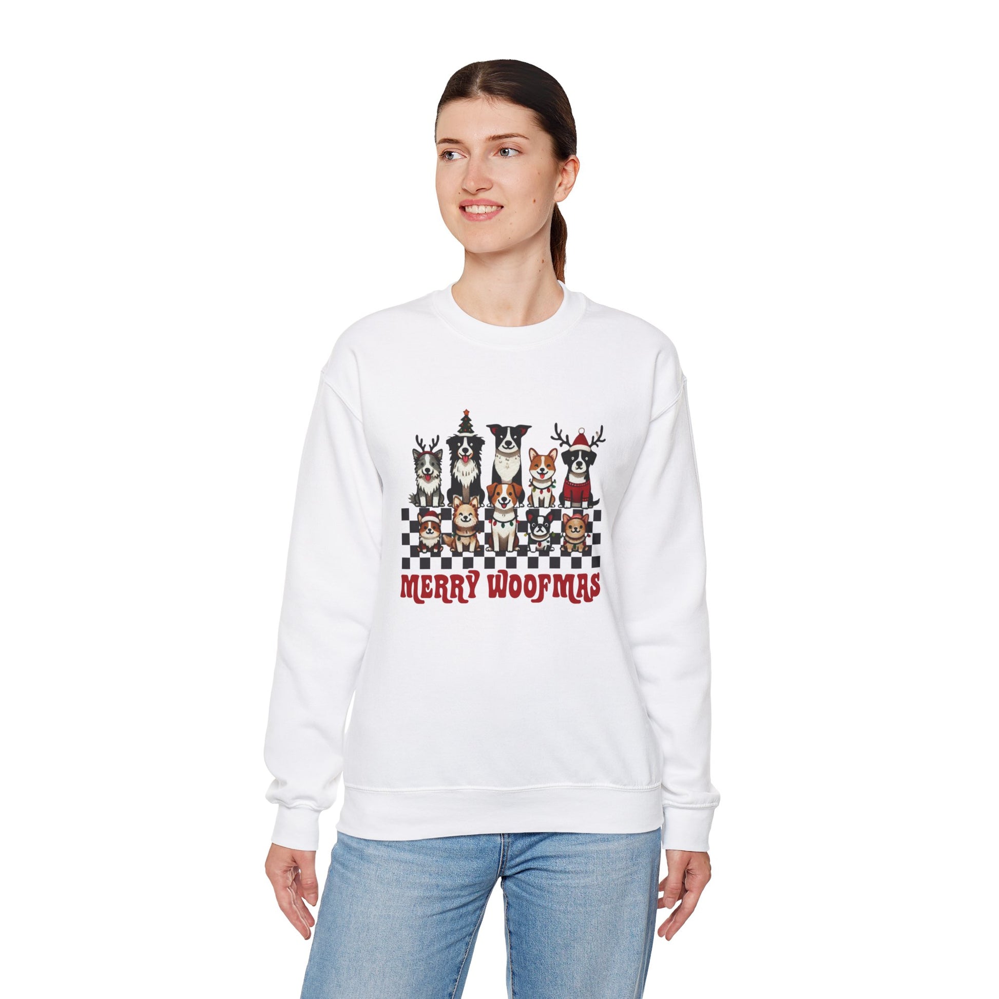 Merry Woofmas Crewneck Sweatshirt - Unisex Holiday Dog Design - Ileana Marie Designs