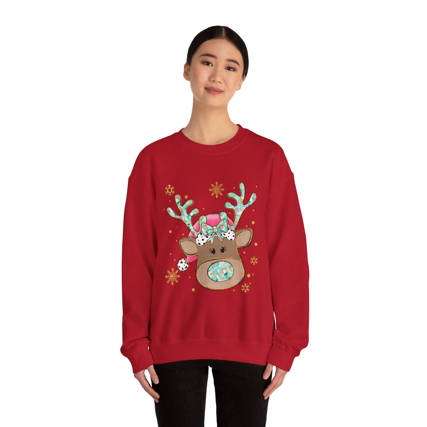 Cute Reindeer Holiday Sweatshirt for Women and Men - Ileana Marie Designs