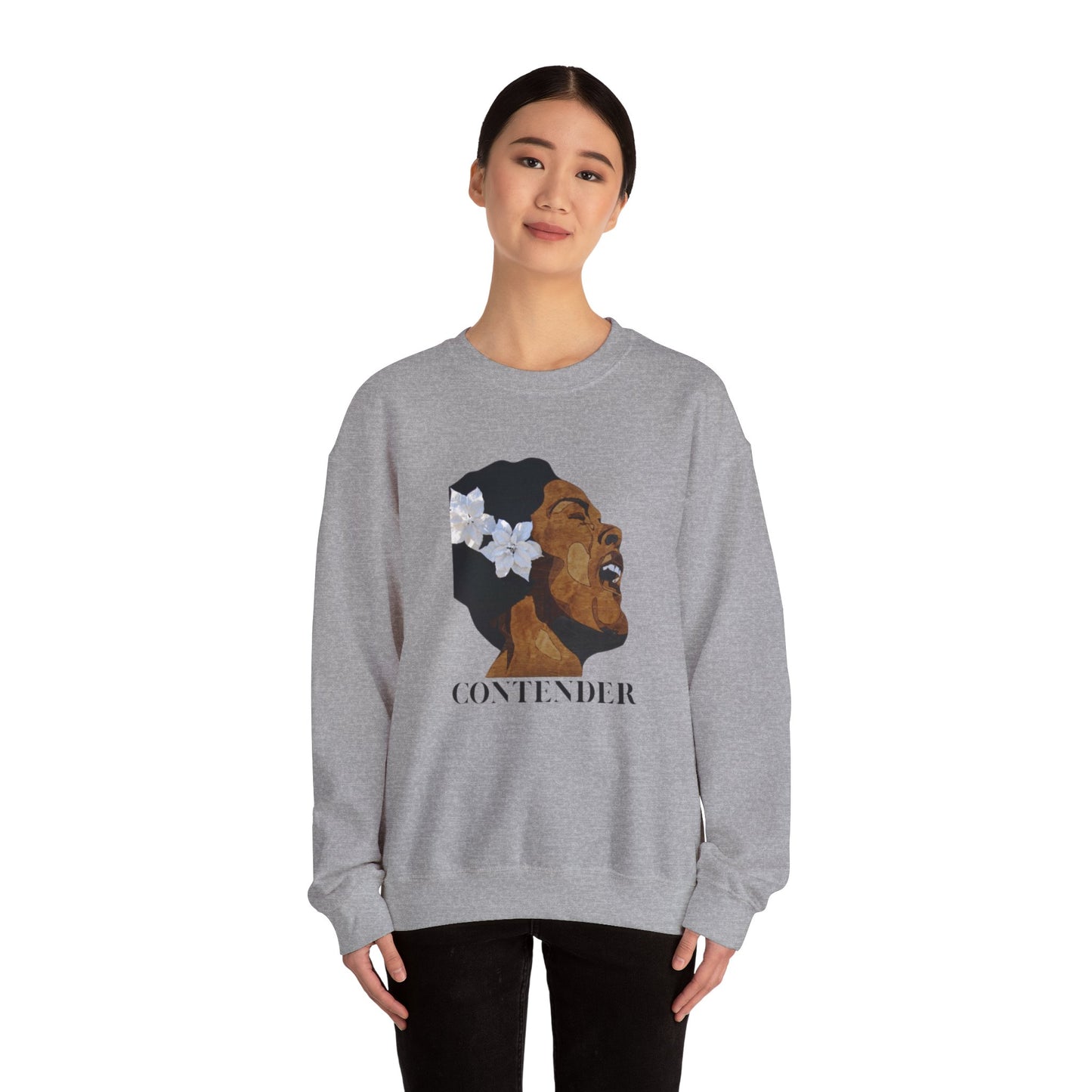 Contender Sweatshirt - Empowering Unisex Crewneck, Comfortable Everyday Wear, Perfect Gift for Music Lovers, Inspirational Quote, Unique Art