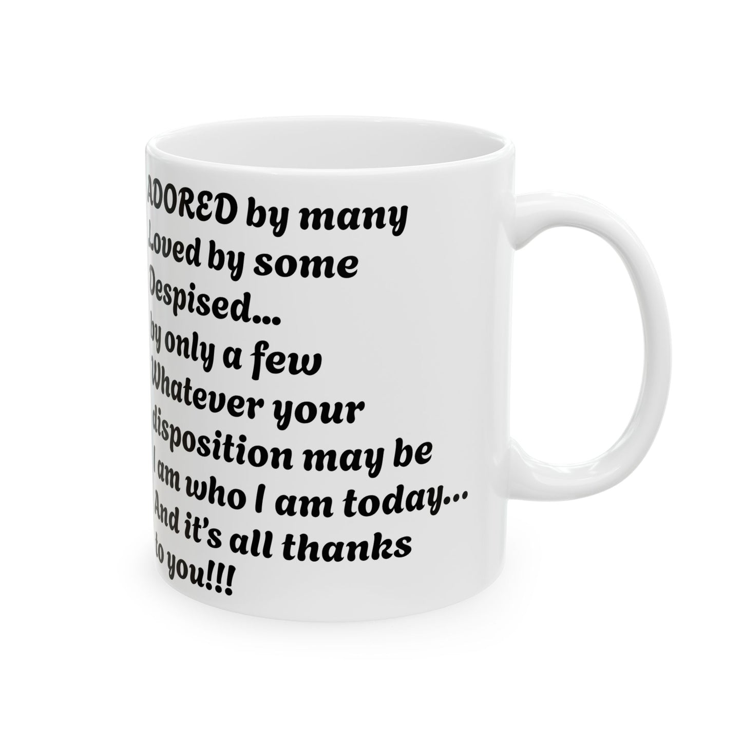 Inspirational Ceramic Mug – Adored, Loved & Self-Discovery Quote