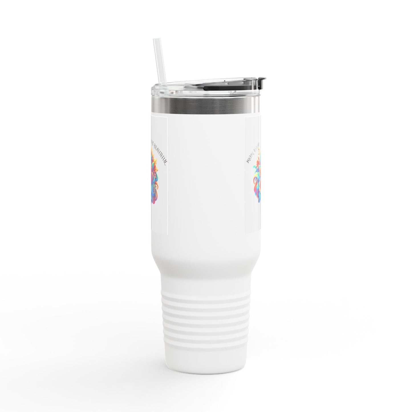 Floral Insulated Travel Mug - 40oz with Colorful Design for Coffee Lovers