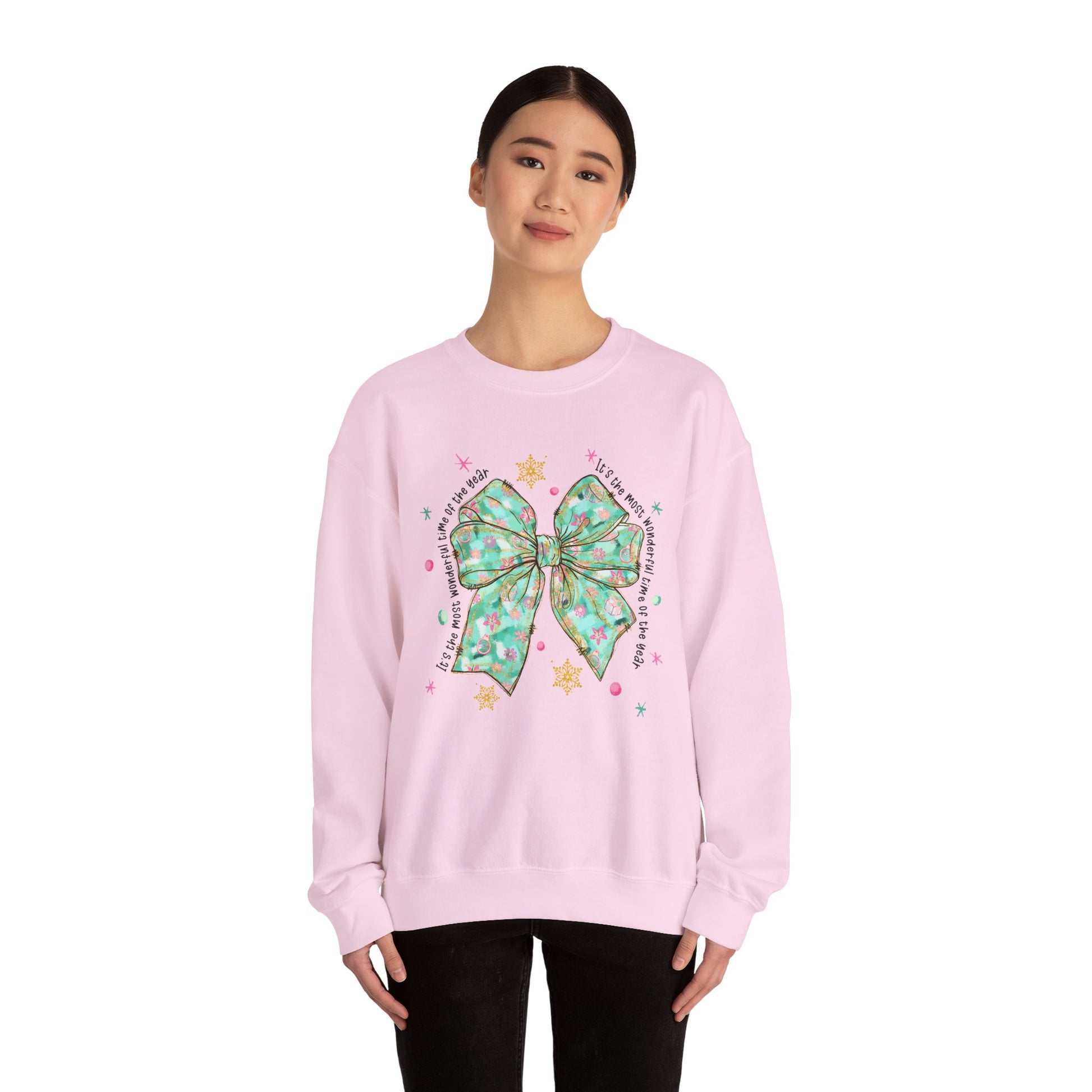 Festive Bow Crewneck Sweatshirt - Perfect for Christmas and Holiday Gatherings - Ileana Marie Designs