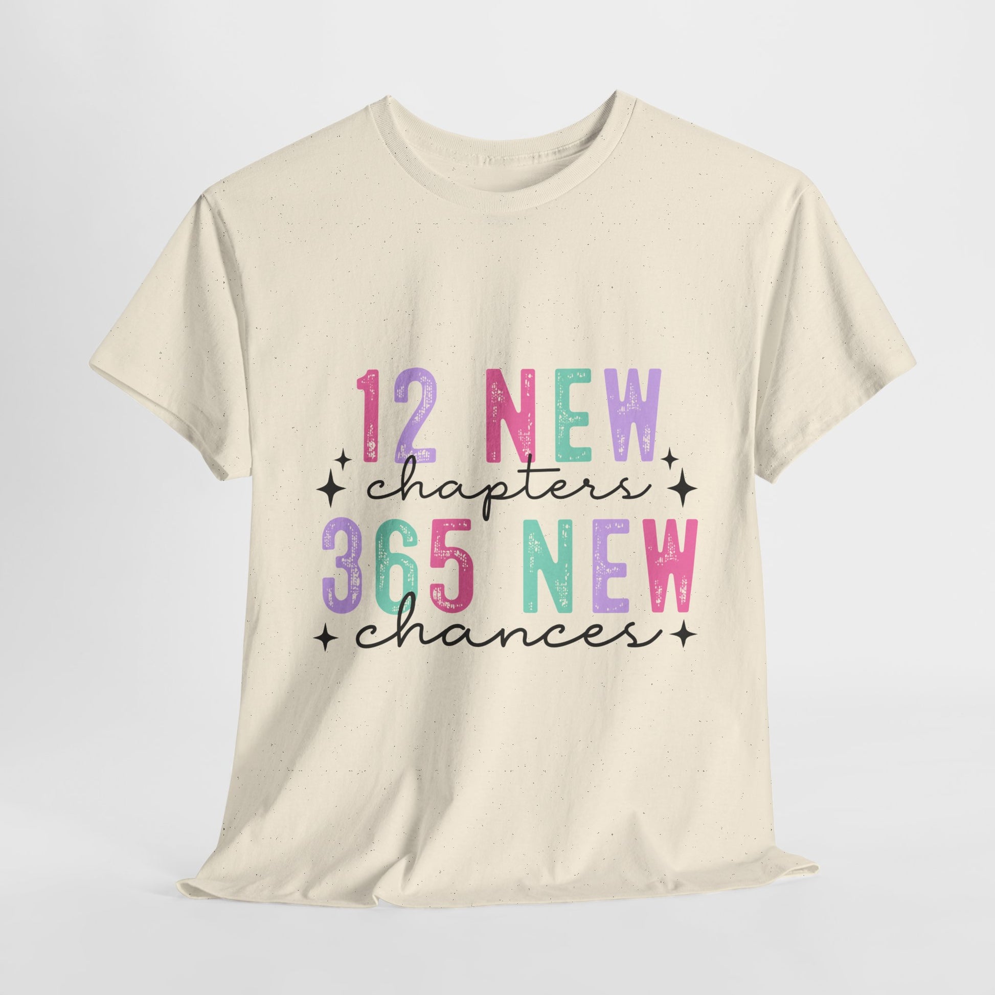 12 New Chapters Unisex Heavy Cotton Tee - 365 New Chances Inspirational Shirt - Ileana Marie Designs