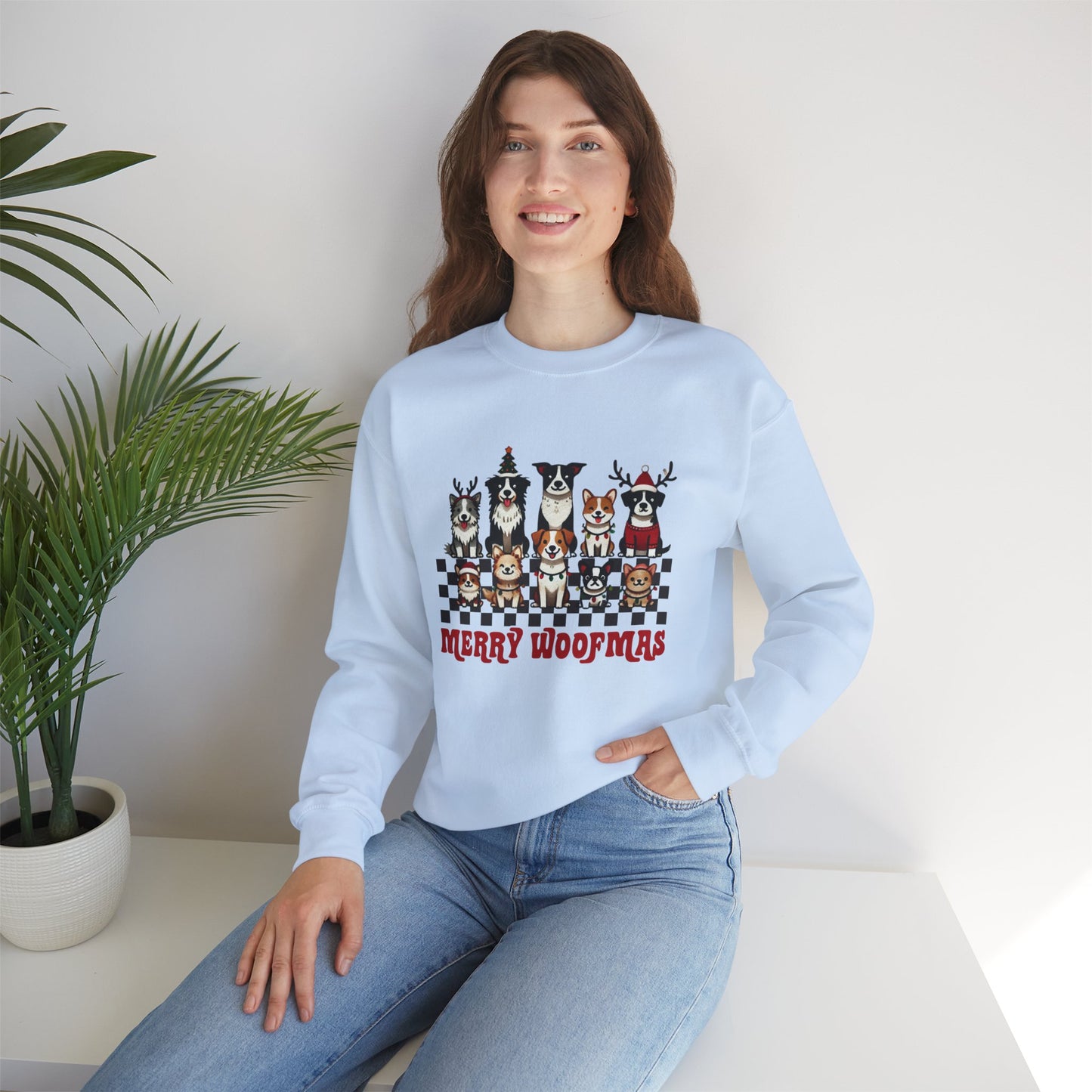 Merry Woofmas Crewneck Sweatshirt - Unisex Holiday Dog Design - Ileana Marie Designs