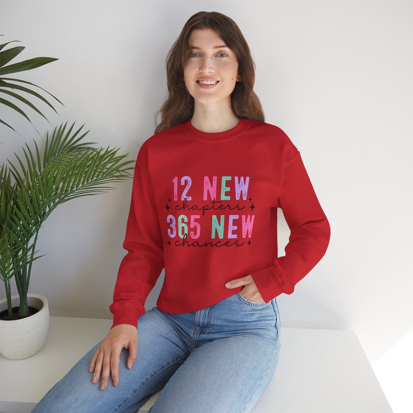 12 New Chapters 365 New Chances Unisex Crewneck Sweatshirt - Inspirational Sweatshirt for New Beginnings - Ileana Marie Designs