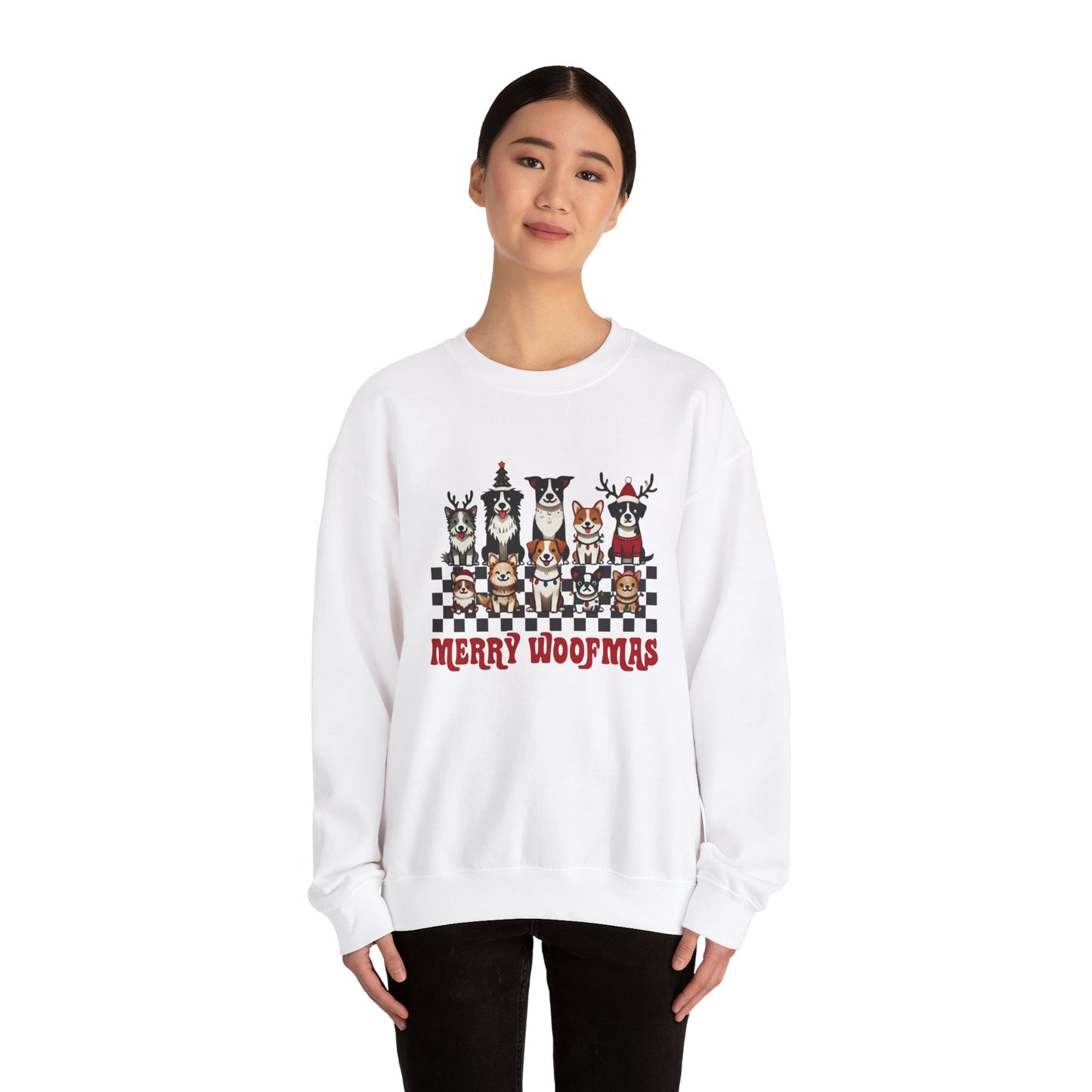 Merry Woofmas Crewneck Sweatshirt - Unisex Holiday Dog Design - Ileana Marie Designs