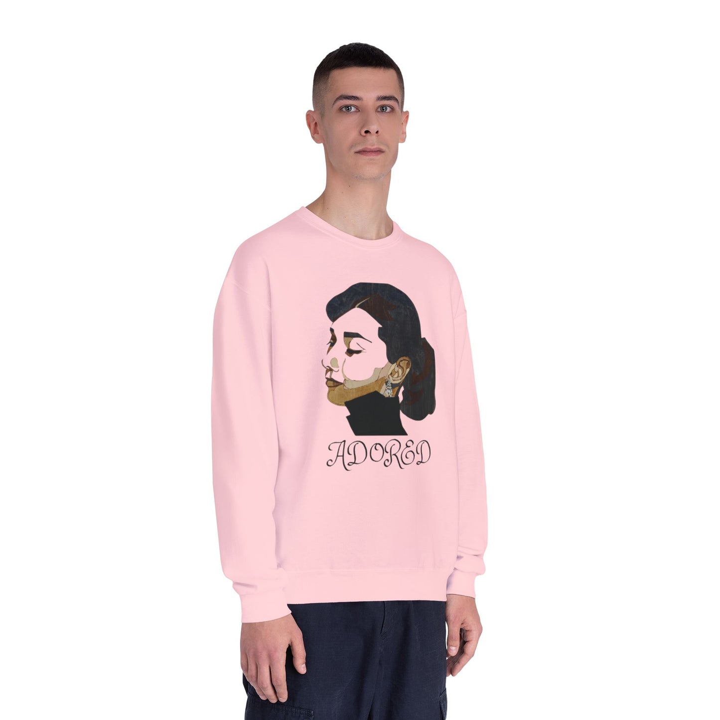 Adored Crewneck Sweatshirt, Retro Fashion Sweater, Gift for Her, Cozy Casual Wear, Vintage Style Design, Unique Graphic Sweatshirt