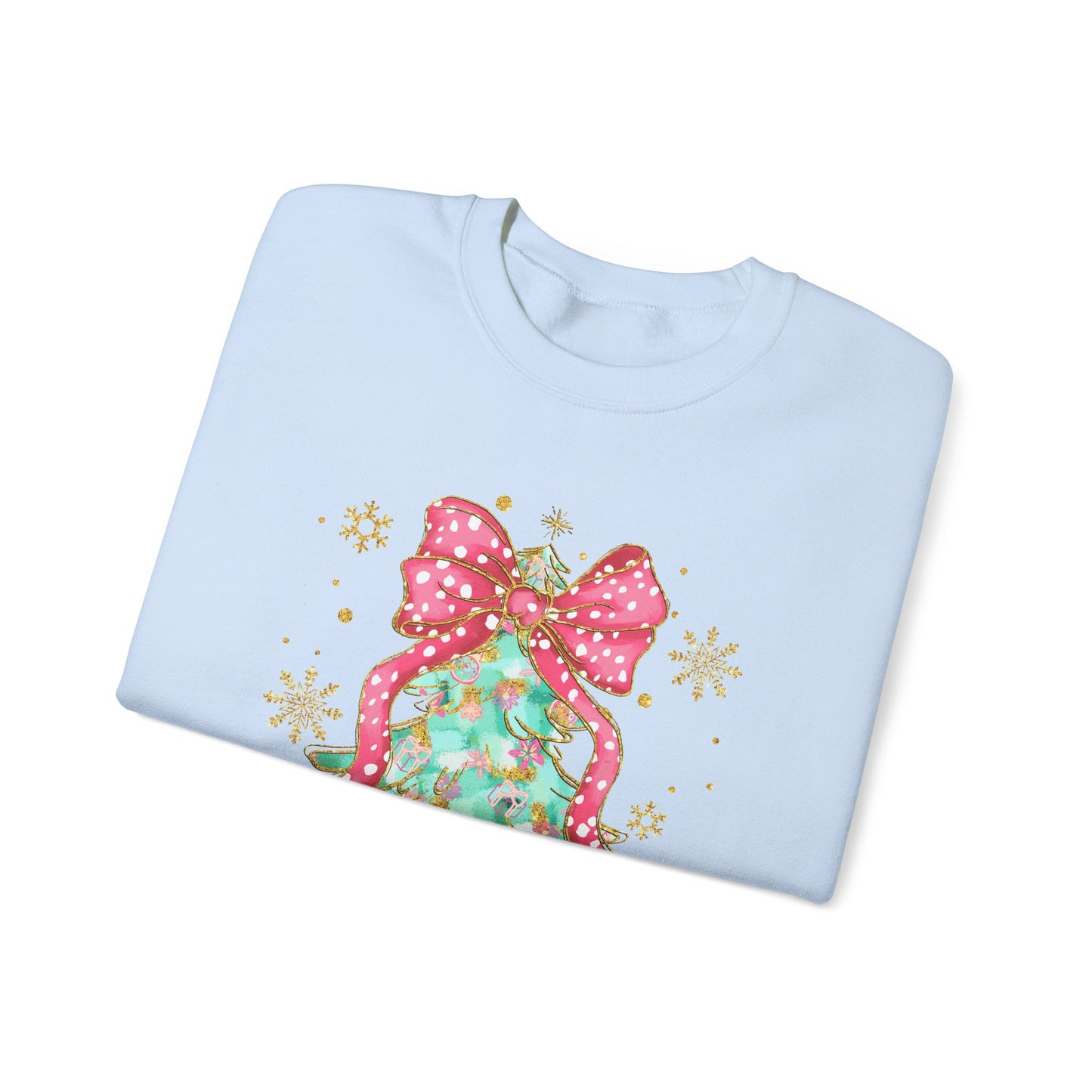 Christmas Tree Crewneck Sweatshirt with Bow | Unisex Holiday Sweatshirt - Ileana Marie Designs