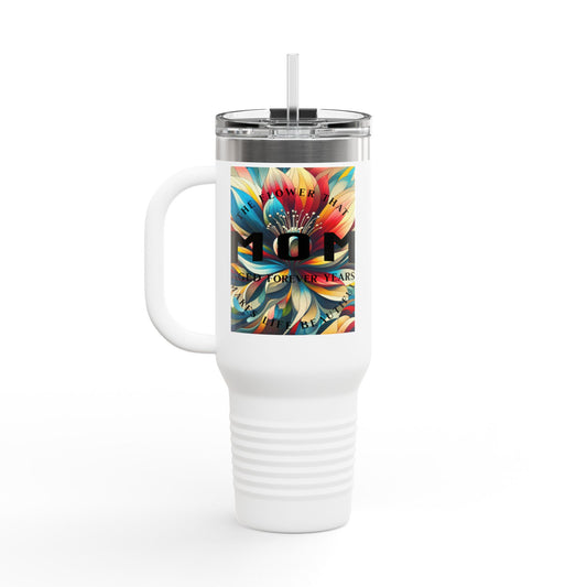 "MOM" Colorful Insulated Travel Mug - 40oz with Floral Design - Perfect for Travel & Everyday Use
