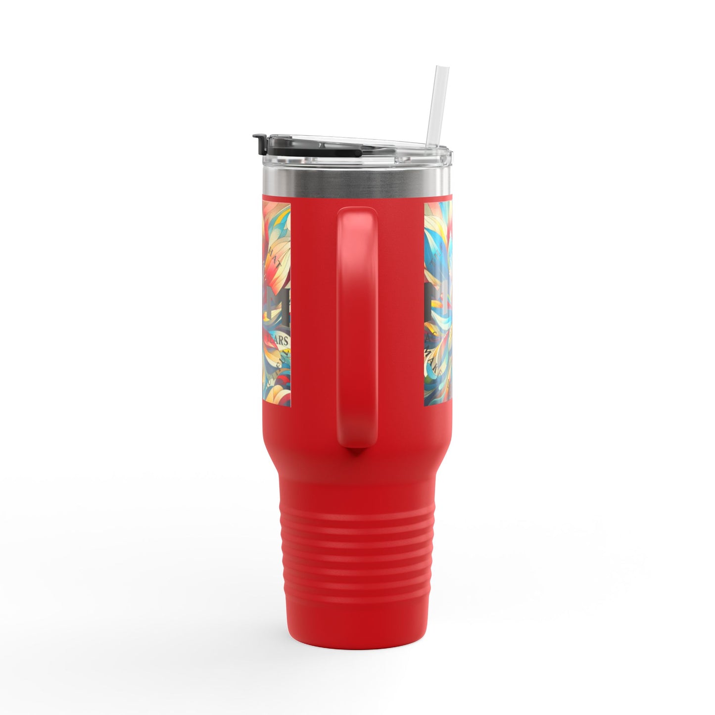 Colorful Insulated Travel Mug - 40oz with Floral Design - Perfect for Travel & Everyday Use