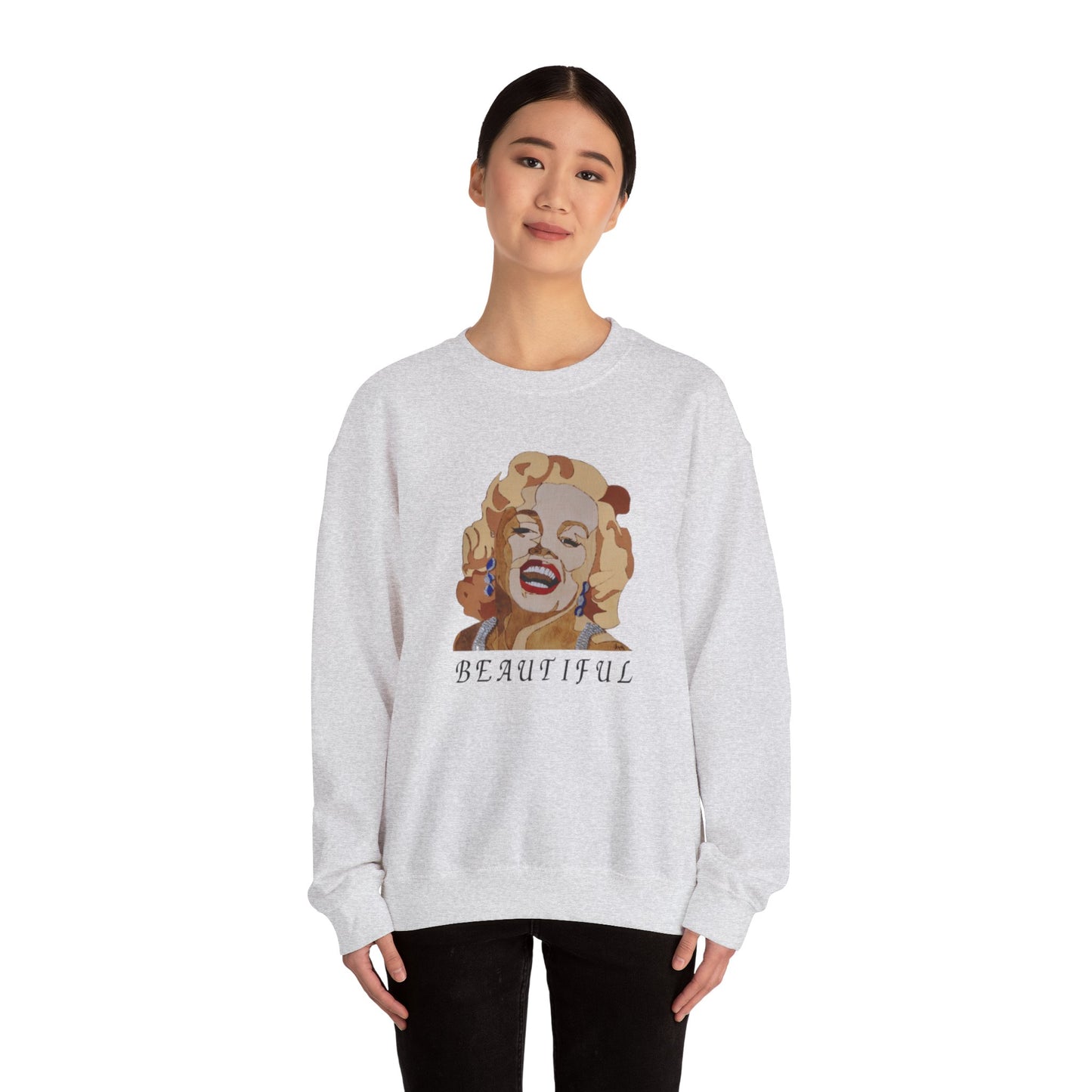 Marilyn Monroe 'BEAUTIFUL' Sweatshirt - Cozy Vintage Crewneck, Gift for Movie Lovers, Retro Style, Fall Fashion, Iconic Homewear
