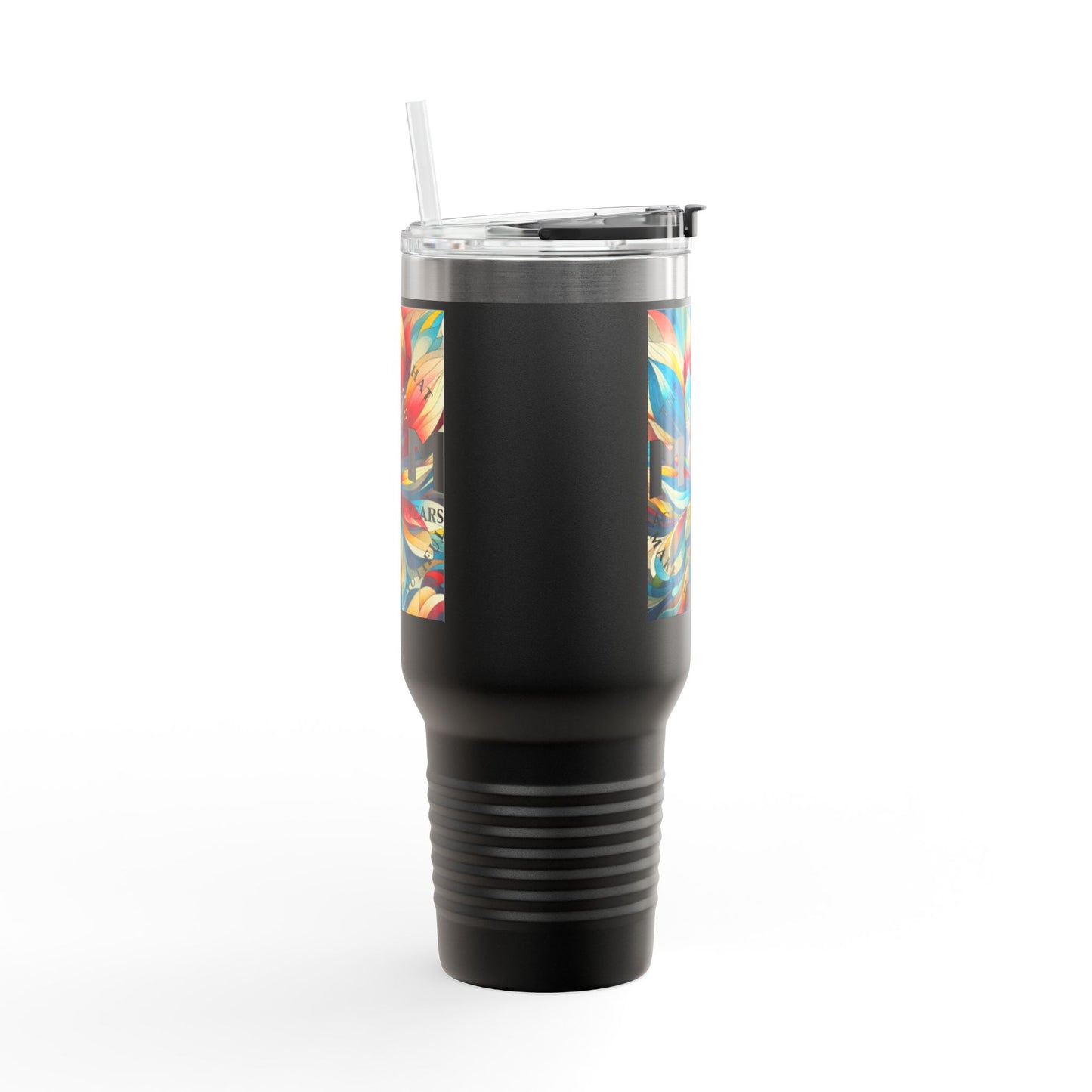 Colorful Insulated Travel Mug - 40oz with Floral Design - Perfect for Travel & Everyday Use