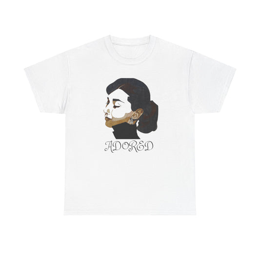 Adored Unisex Heavy Cotton Tee - Stylish Vintage Graphic Tee, Perfect Gift for Her, Casual Outing, Birthday, Art Lover