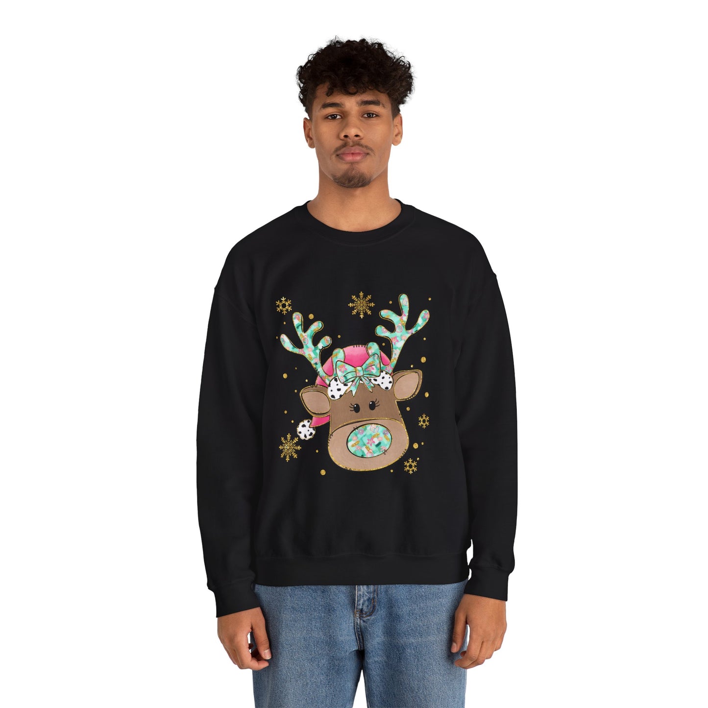 Cute Reindeer Holiday Sweatshirt for Women and Men - Ileana Marie Designs